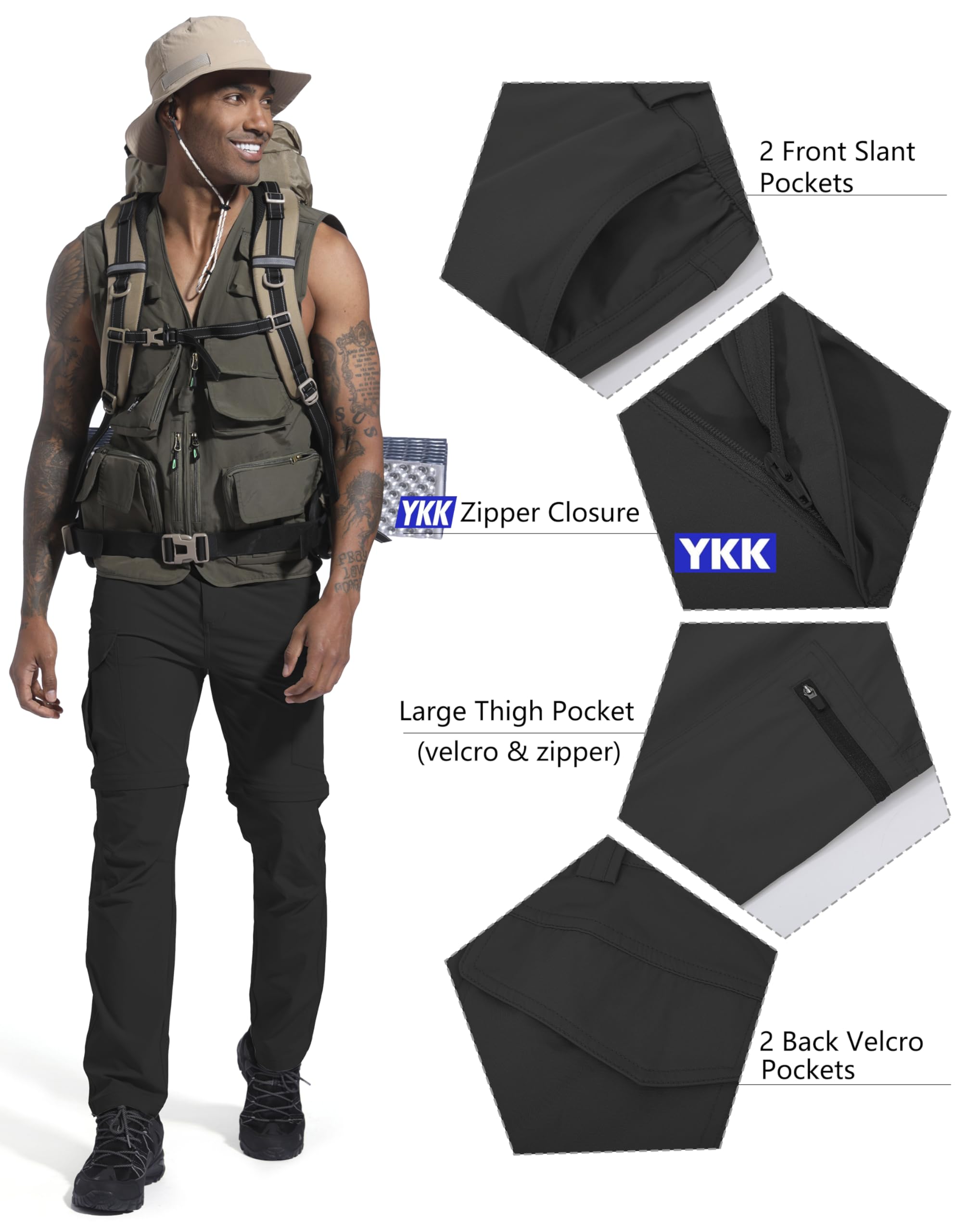 Men's Lightweight Hiking Cargo Pants - Quick Dry, Water Resistant Outdoor Pants with Stretch for Fishing, Travel & Climbing | Perfect for Camping, Backpacking & Adventure Activities