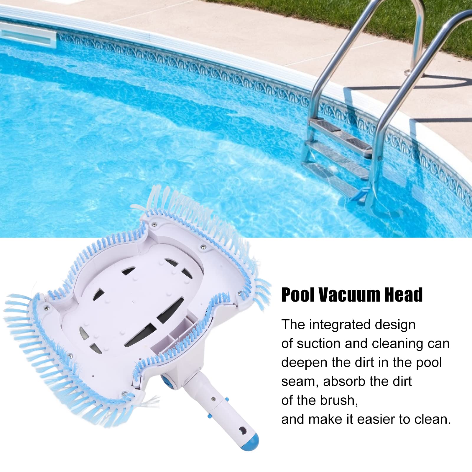 Pool Vacuum Head - Manual Suction Pool Cleaner for Efficient Swimming Pool Cleaning | Reaches Tight Corners & Steps | Ideal for In-Ground & Above Ground Pools