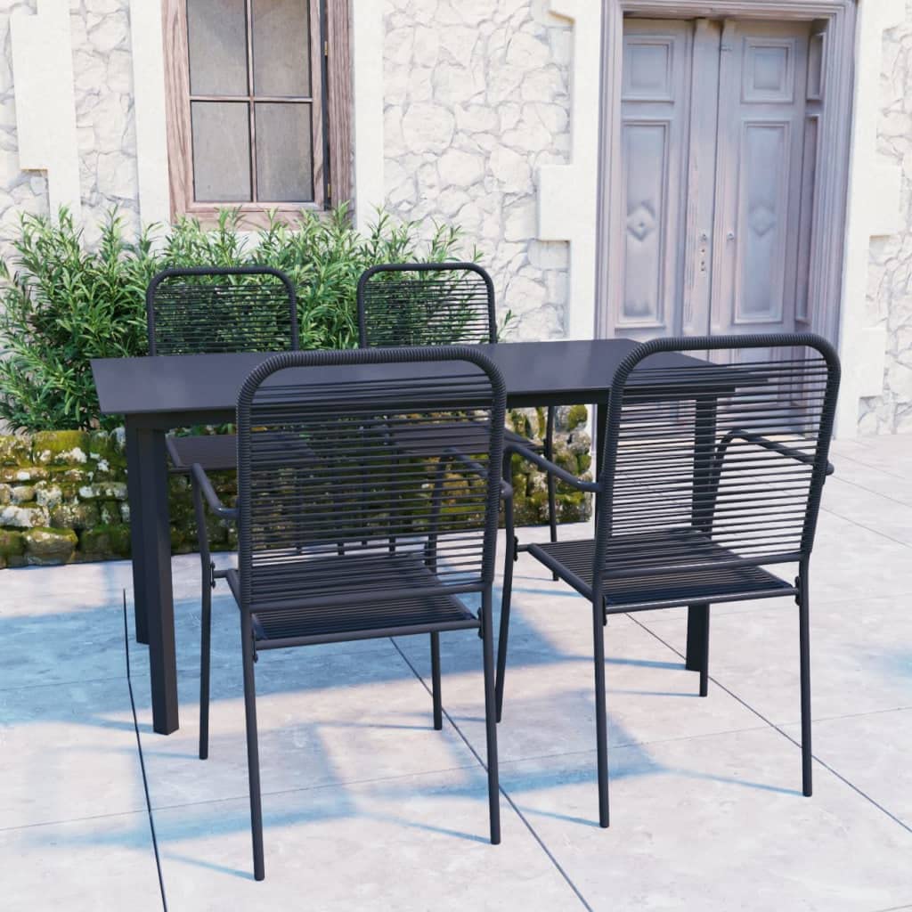 vidaXL 5-Piece Patio Dining Set - Outdoor Garden Furniture with Glass Table & Steel Chairs for Balcony, Backyard, Terrace - Perfect for Al Fresco Dining & Entertaining
