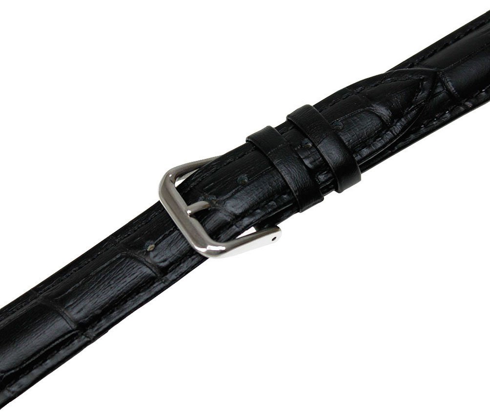 Leather Watch Band Strap - Black, Brown, Blue for Casual & Formal Wear