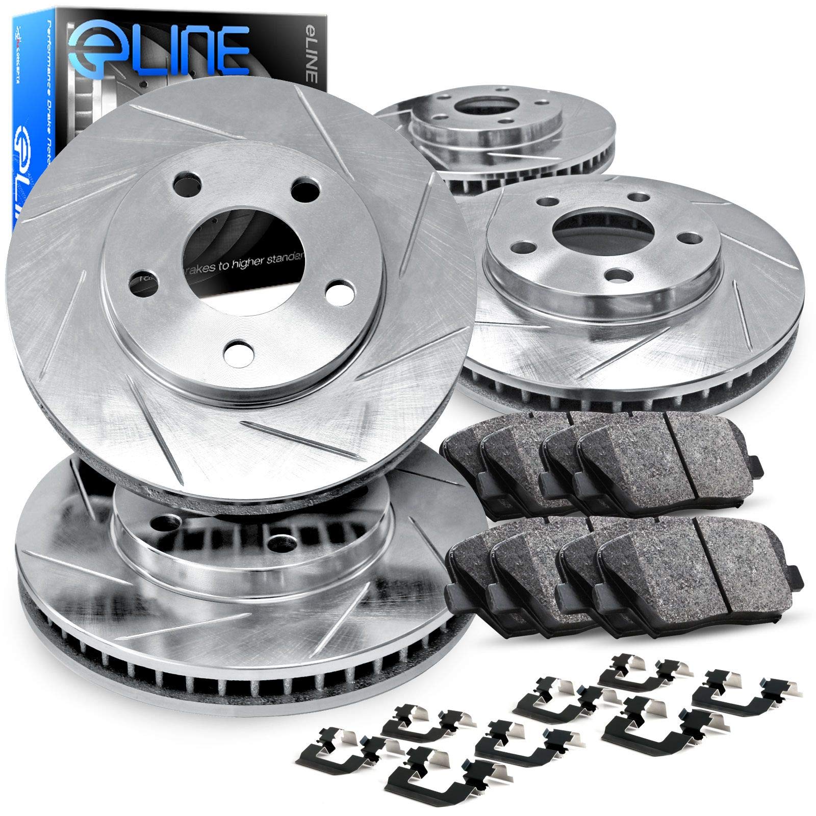R1 Concepts Premium Ceramic Brake Pads and Rotors Kit - Front & Rear Brake System with Hardware - Compatible with 2010-2011 Ford Ranger - Smooth Stopping Power for Daily Driving & Towing