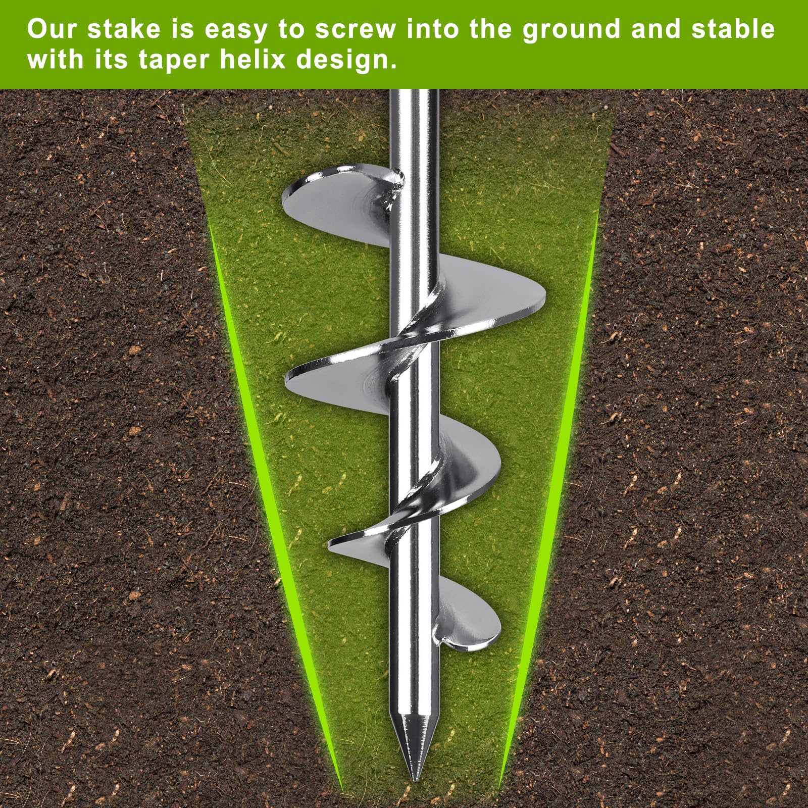 17'' Heavy Duty Trampoline Tent Stakes - Fully Welded Metal Screw-In Ground Anchors for Inflatables, Sheds & High Wind Protection (4-Pack) | Secure Outdoor Equipment, Play Structures & Temporary Shelters