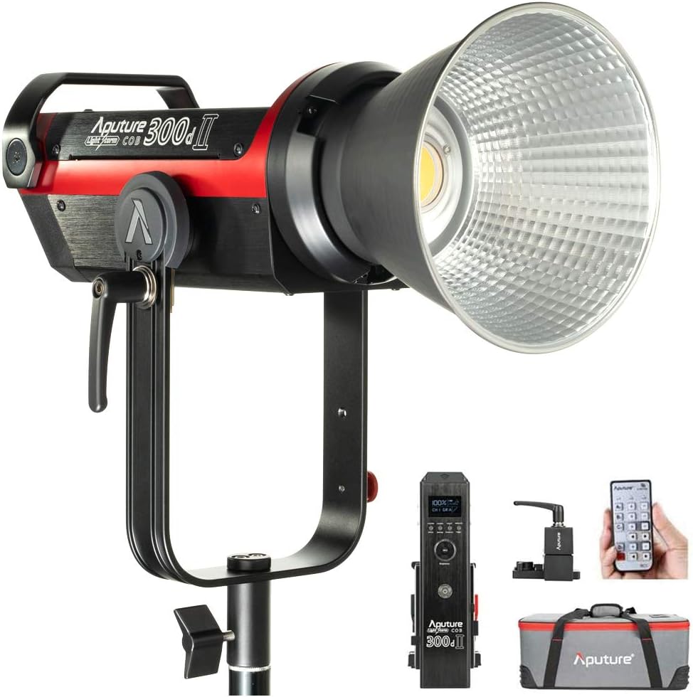 Aputure LS C300D Mark II 350W COB LED Video Light - 55000 Lux Daylight Balanced, CRI97+ TLCI97+, V-Mount Battery, 8 Built-in Effects - Perfect for Film Production, Photography, and Studio Lighting with Sidus Link App & 100m Wireless Control