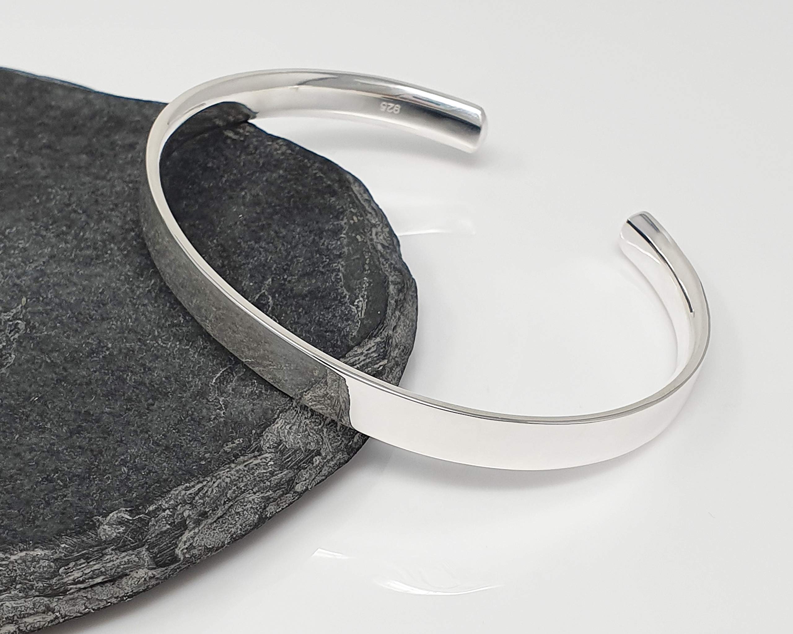 Treasure Bay Men's 925 Sterling Silver Bangle Bracelet - Solid Silver Cuff for Men - Perfect for Gifts, Weddings & Everyday Wear
