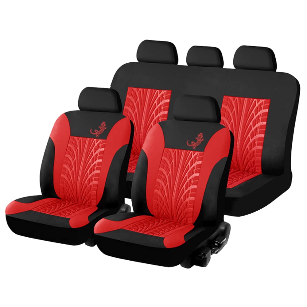 **2017-2020 Seat Arona Custom Fit Car Floor Mats & Red Polyester Cloth Bucket Seat Covers (5-Seat Full Set) – Durable, Non-Slip for Sedan, Truck, SUV – Perfect for Road Trips & Daily Commute**