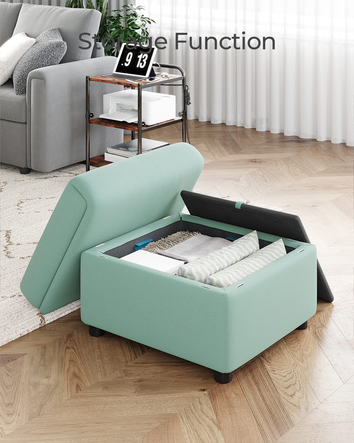 LINSY HOME Modular Sectional Sofa with Storage | Washable & Changeable Covers | Extendable Single Couch Chair | Teal Velvet Fabric | Perfect for Small Spaces, Living Room & Apartment