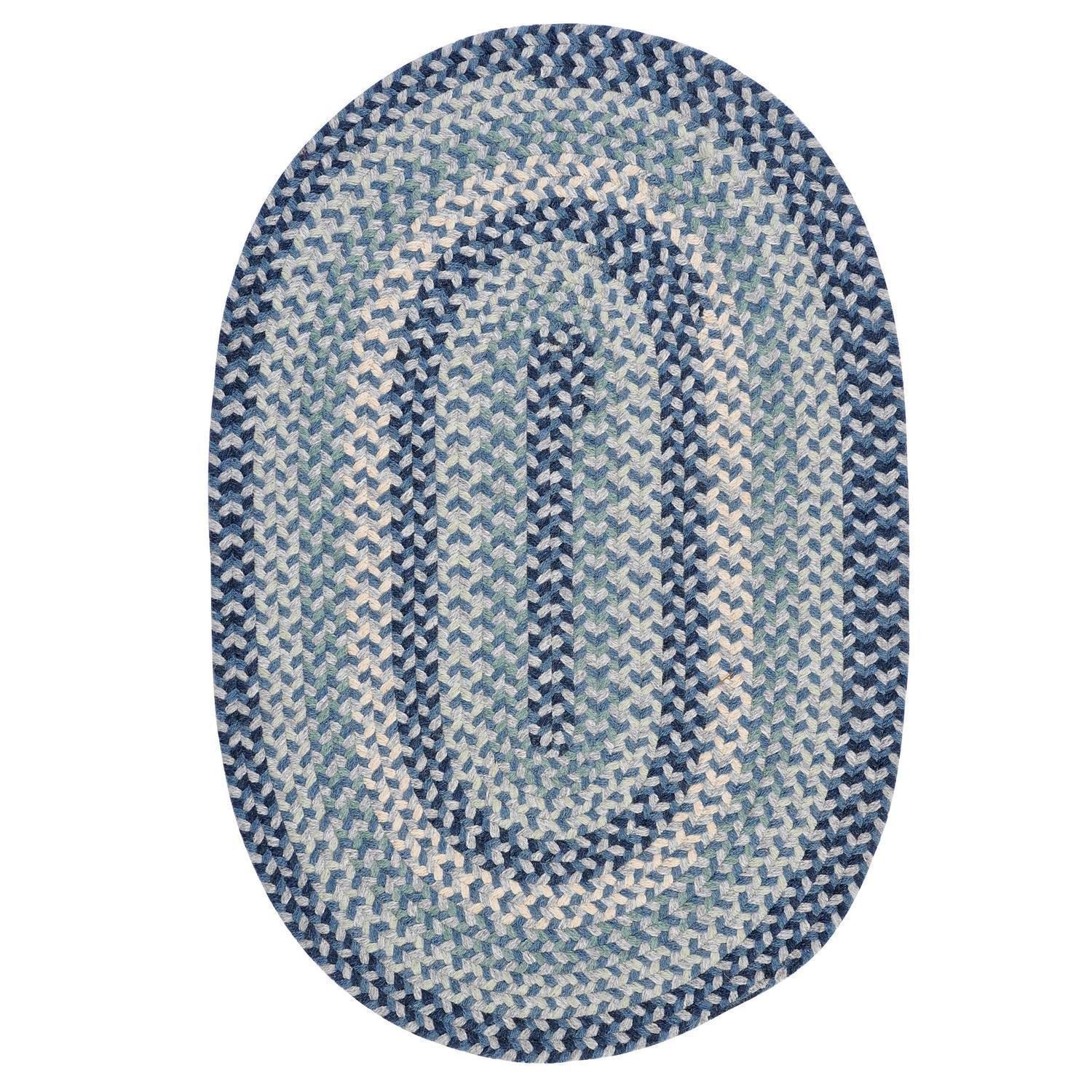 Handmade American Braided Wool Blend Reversible Round Rug - Dark Blue & Light Blue 6' for Living Room & Bedroom | Perfect for Cozy Home Decor & High-Traffic Areas