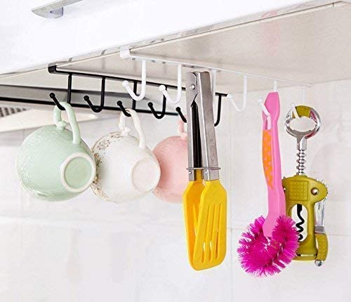 MVM Enterprise Under Shelf Organizer - Heavy Duty Cabinet Hook Hanger for Mugs, Cups, Pots & Pans - Space Saving Kitchen Storage Solution - Perfect for Small Kitchens, RVs & Dorm Rooms