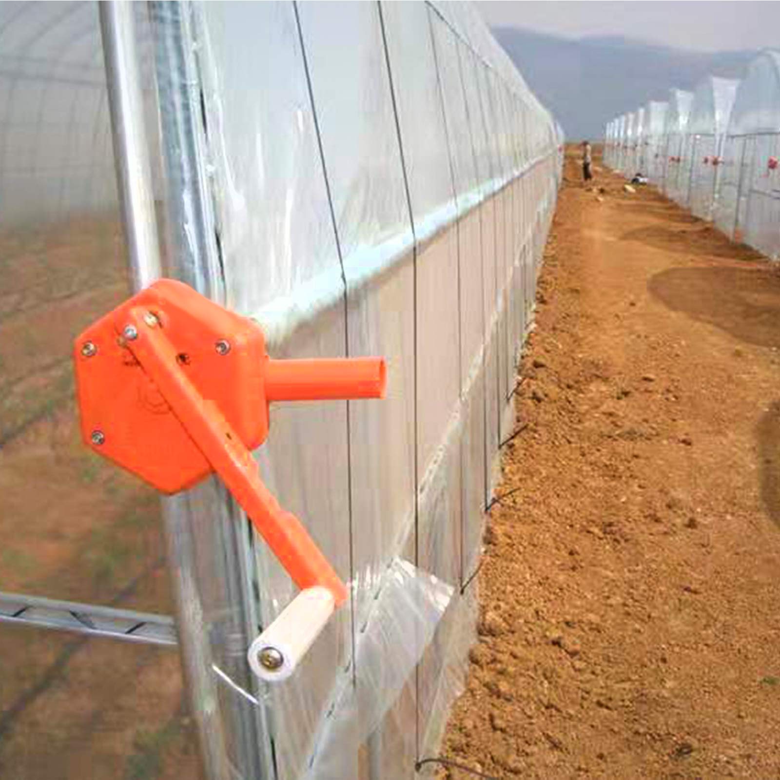 Greenhouse Sidewall Ventilation Hand Crank Winch - Easy Install Temperature Control Kit for Greenhouse Film Lifting - Orange - Perfect for Garden Ventilation & Climate Regulation