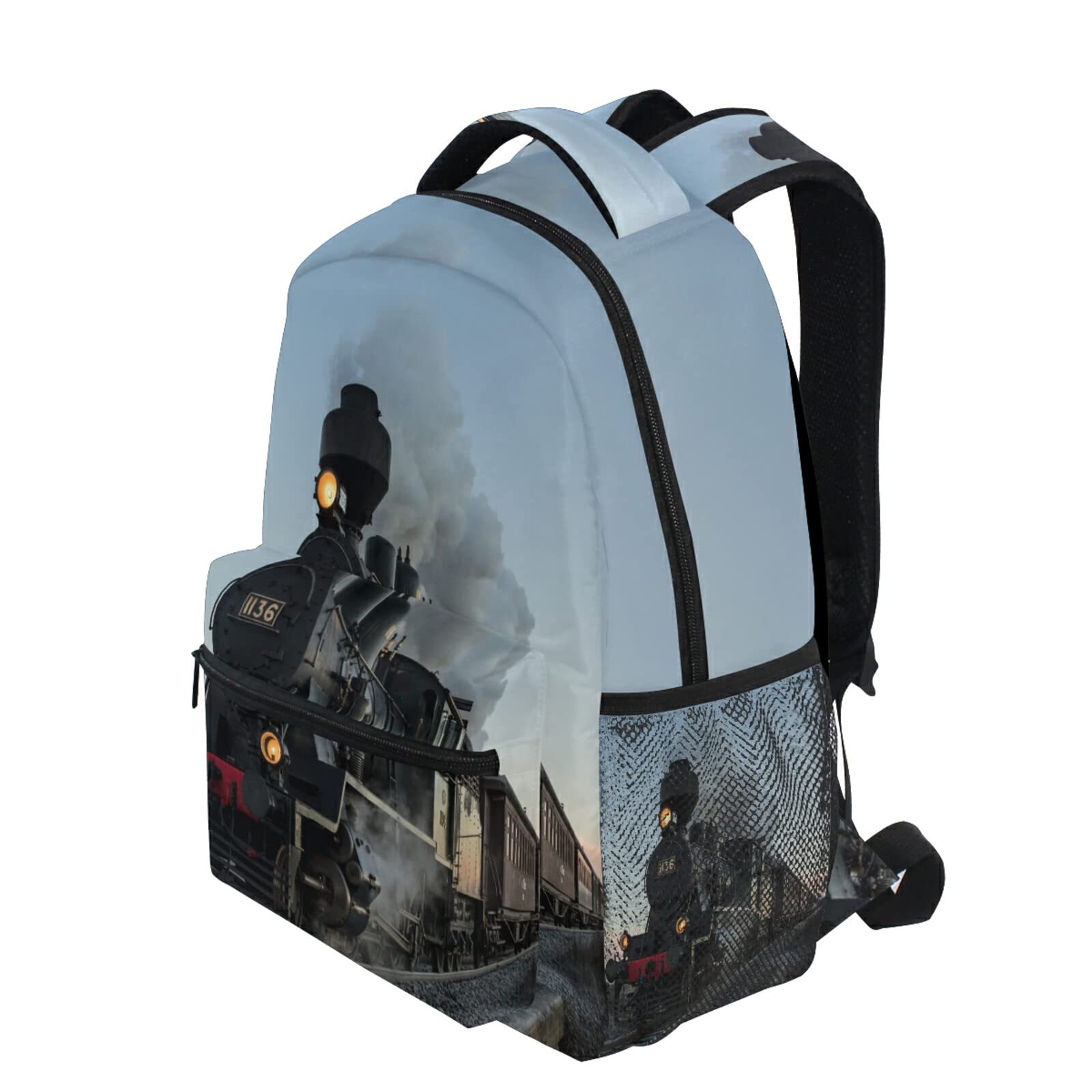 Stylish Locomotive Train Themed Backpack for Kids & Teens - Durable School Backpack with Laptop Compartment for Boys & Girls - Perfect for Travel, Camping & Daily Use