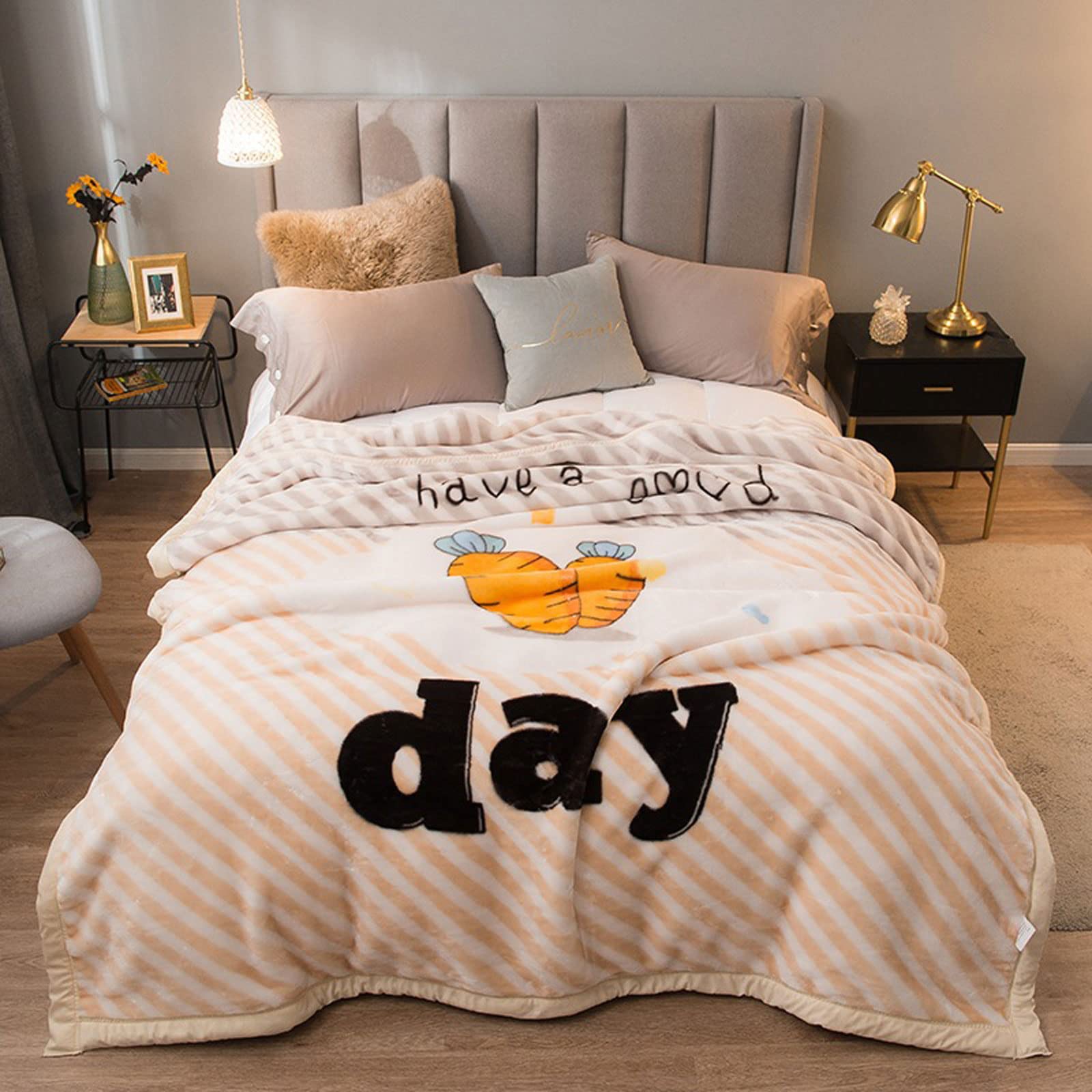 AIKES Twin Size Fleece Throw Blanket - Ultra Soft Double-Layer Heavy Weight Blanket for Queen Bed & Sofa - 200x230cm Carrot Color - Perfect for Winter Warmth, Living Room Coziness & Bedroom Comfort