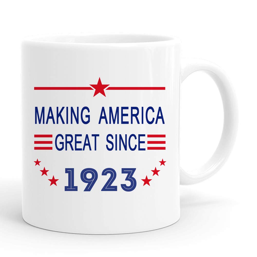 Joey Making America Great Since 1923 Mug - 11oz Funny 97th Birthday Gift for Women, Mom, Wife, Sister, Grandma & Coworker - Vintage 1923 Year Old Coffee Cup - Perfect for Office Use, Home Decor & Birthday Celebrations