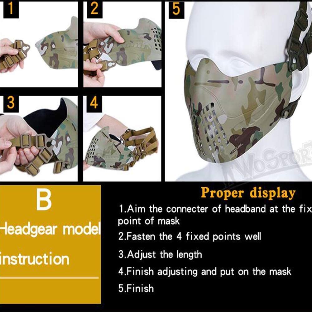 Adjustable Tactical Fast Helmet with Foldable Half-Mask & UV Protection Goggles - Military, Airsoft, Paintball, Outdoor Sports Gear - Lightweight & Breathable Design for Maximum Comfort