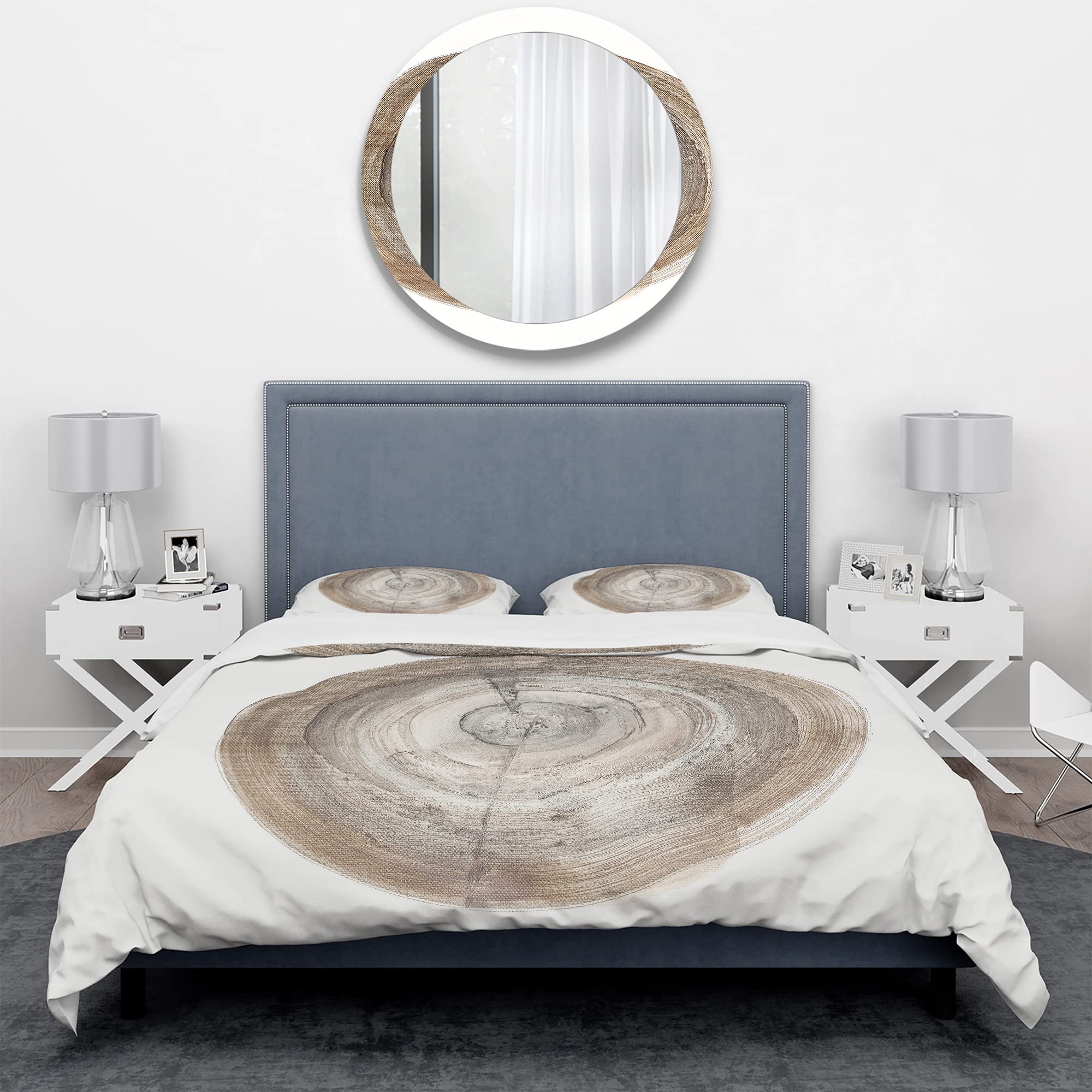 Circle Natural Elements Farmhouse Duvet Cover Set - King Size Beige Abstract Bedding 3-Piece Set | All Season Comfort for Rustic & Modern Bedrooms