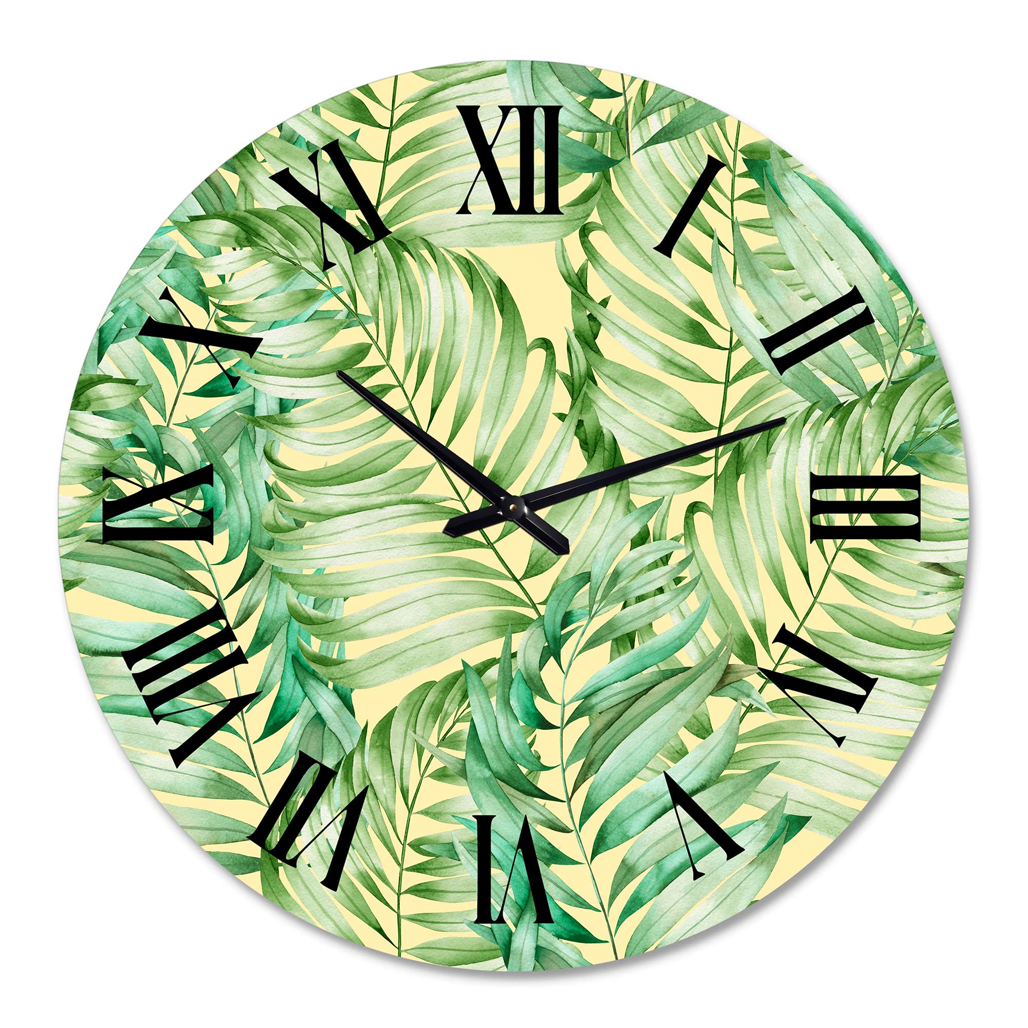 DesignQ Tropical Wall Clock - Large Monstera Leaf Botanical Wall Decor for Living Room, Bedroom & Office | Modern Floral Home Decoration | Silent Non-Ticking Clock