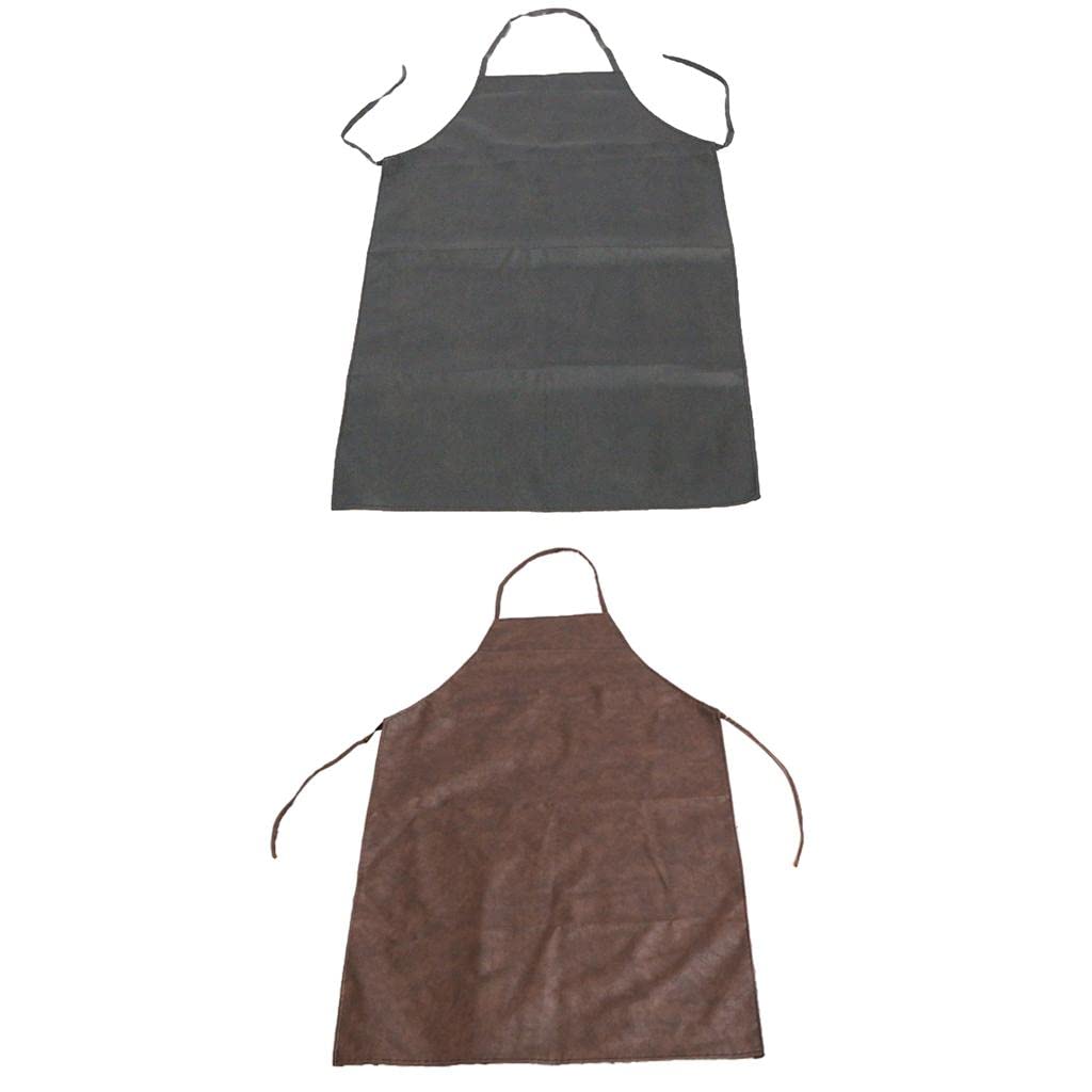 CALANDIS® Waterproof PU Apron for Cooking, Baking & Lab Work - Heavy Duty Kitchen Apron Dress for Home & Professional Use - Brown (Ideal for Chefs, BBQ, Gardening & Science Experiments)