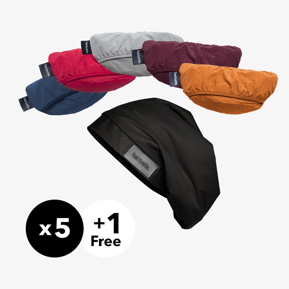 Hairbrella Lite Gifting Bundle - 5 Pack with 1 Free Bonus | Waterproof Hair Protection for Rain, Wind & Humidity | Perfect for Outdoor Activities, Commuting & Travel