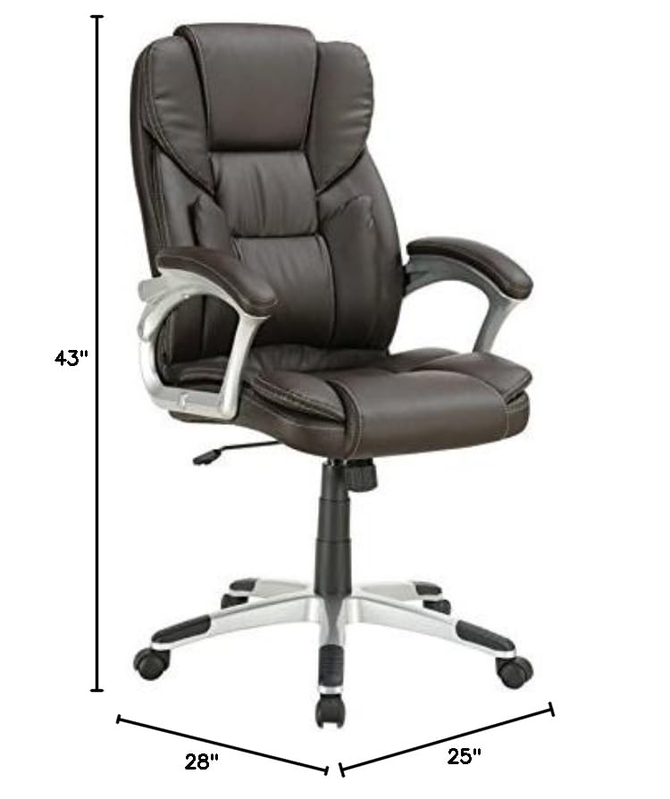 UrbanPro Adjustable Lumbar Support Faux Leather Office Chair - Ergonomic Brown Executive Chair for Home & Office Workspace Comfort