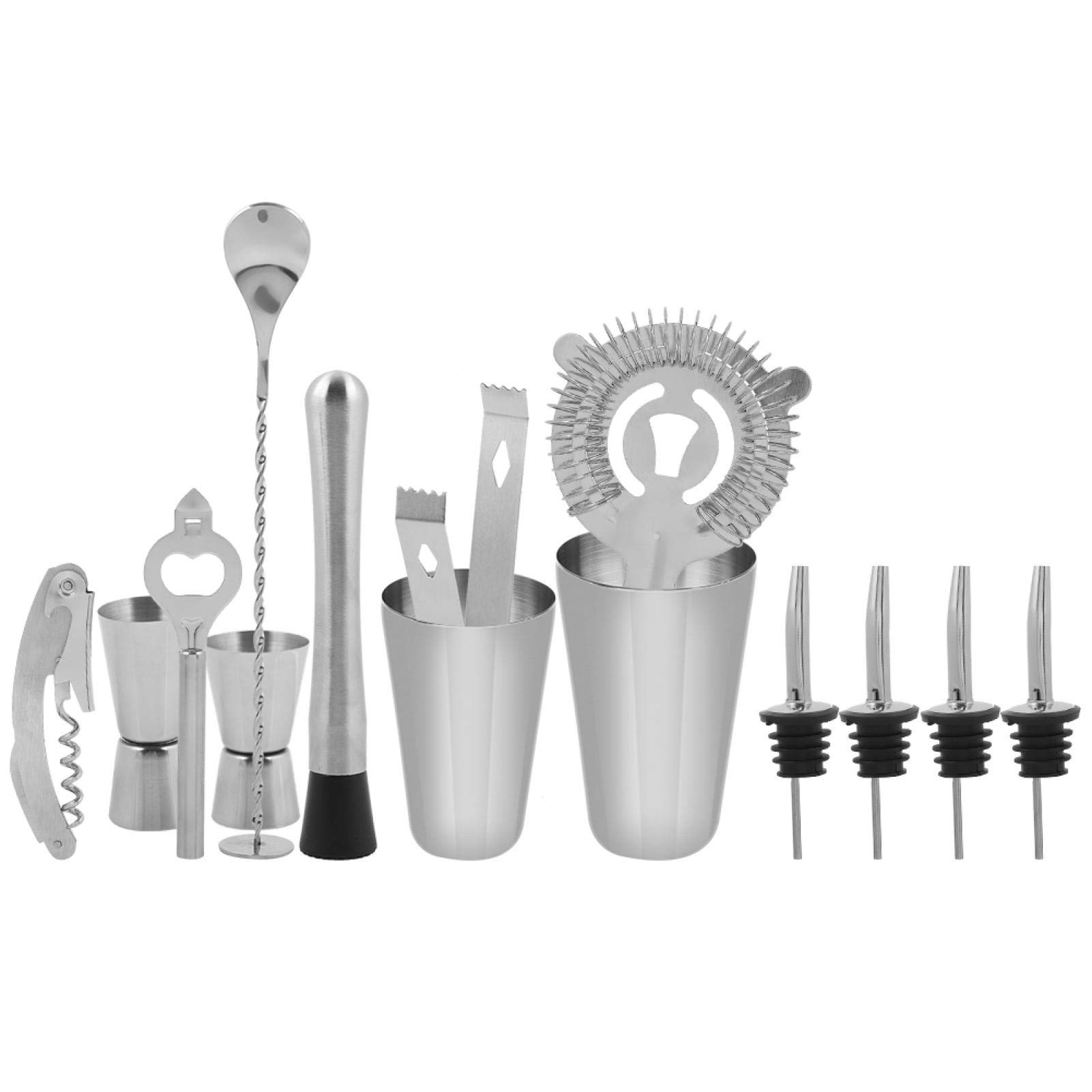 Premium Stainless Steel Cocktail Shaker Set - 600ml/450ml Bartender Kit with Mixing Tools - Professional Bar Accessories for Home & Commercial Use - Perfect Gift for Mixologists & Cocktail Enthusiasts
