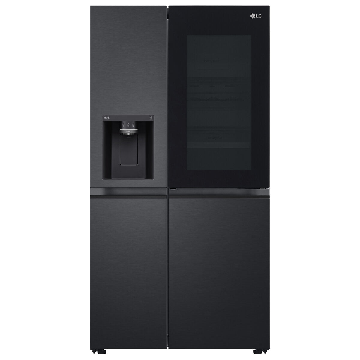 LG 635L 3-Door Side by Side Refrigerator with InstaView™, Ice & Water Dispenser - Matte Black (GS-V600MBLC) - Perfect for Modern Kitchens & Large Families