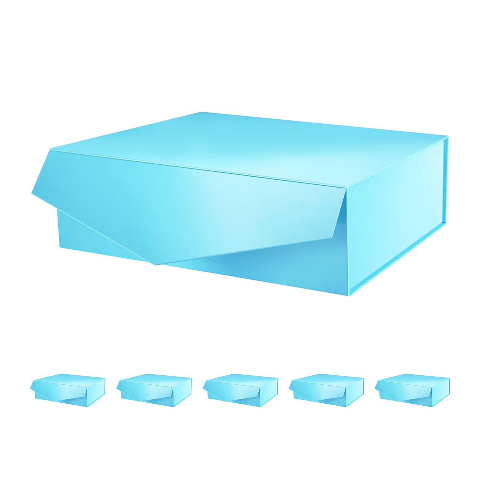 PACKHOME 6 Large Gift Boxes 13.5x9x4.1in - Sturdy Magnetic Closure (Glossy Blue) for Gifts & Storage