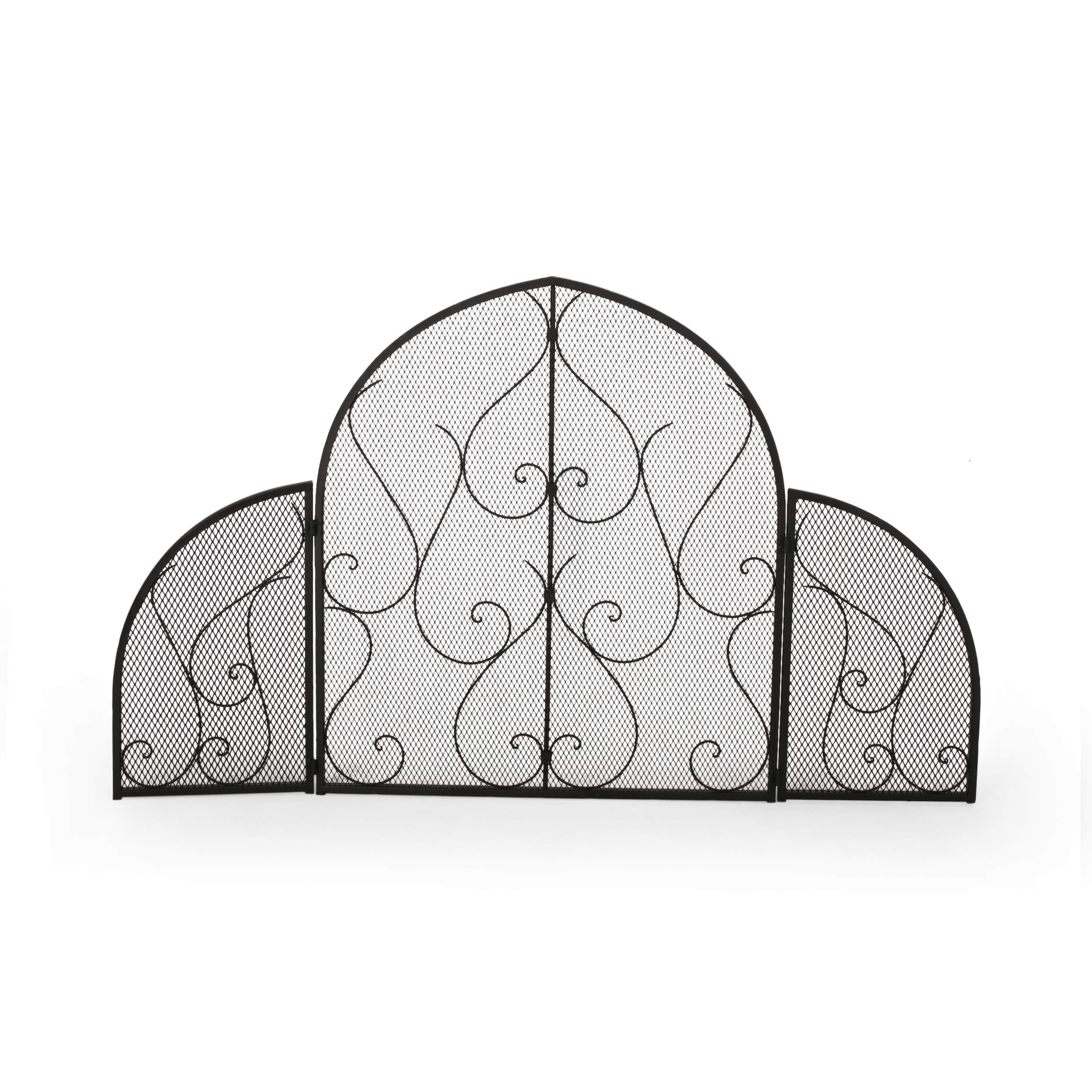 Christopher Knight Home Jody Iron Fireplace Screen - Matte Black Fireplace Guard for Safety & Decor | Perfect for Living Rooms, Patios & Fireplace Protection