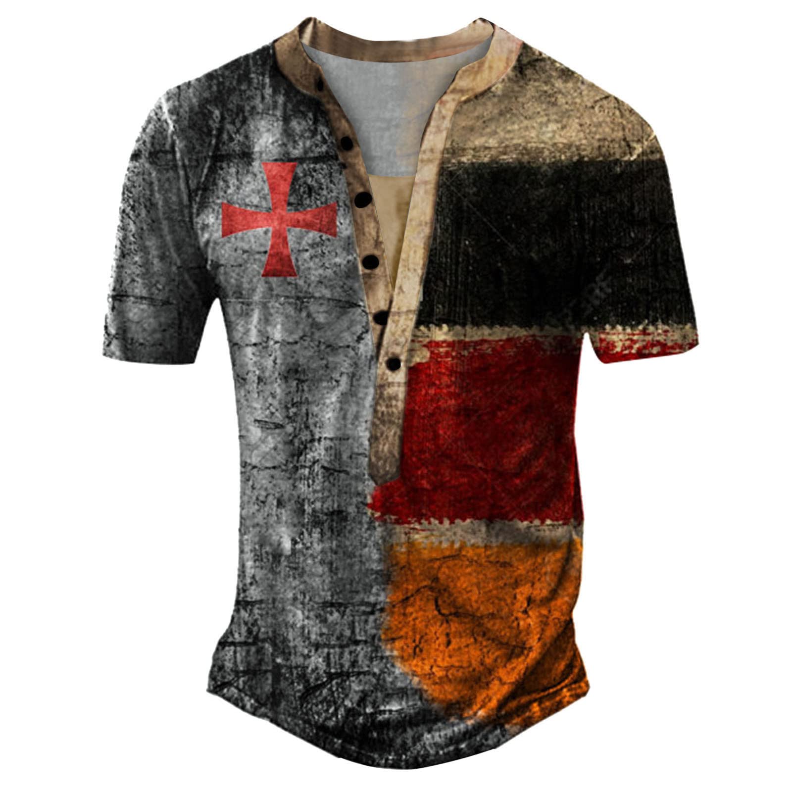 **Men's Casual Short Sleeve Henley Shirts - Vintage Washed Cotton Button Down Tee for Everyday Wear | Perfect for Outdoor Activities, Date Nights & Casual Outfits**