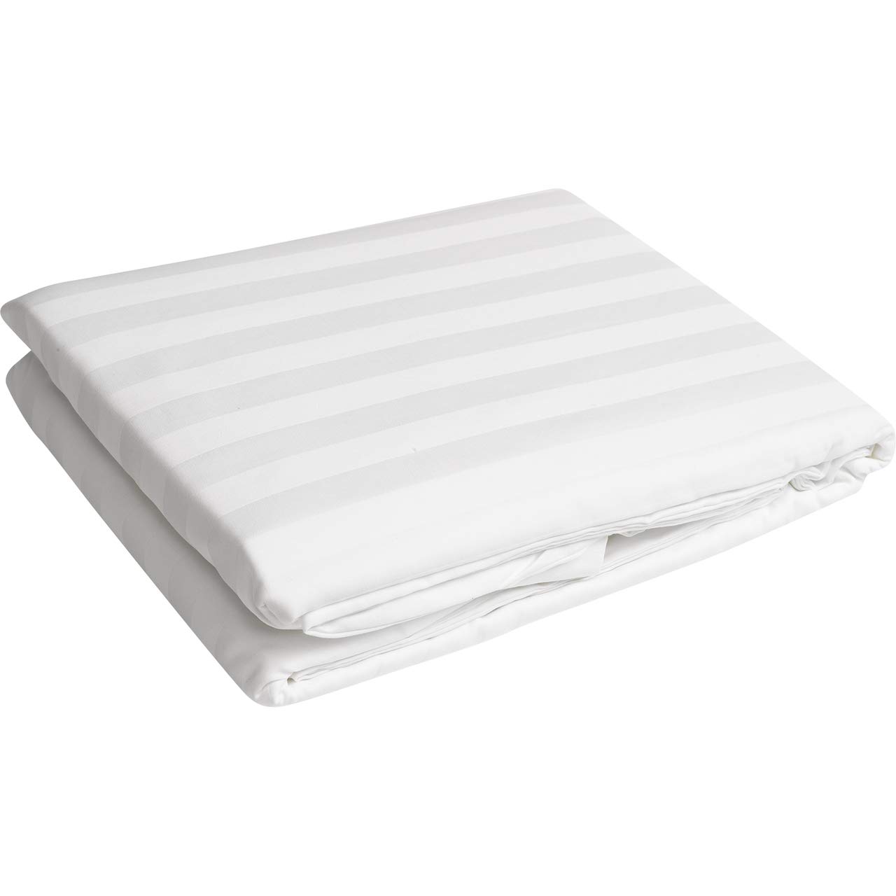 Premium 600 Thread Count 100% Egyptian Cotton Fitted Sheet - Queen Size, White Stripe, 1-Piece, Deep Pocket (Fits Up to 18