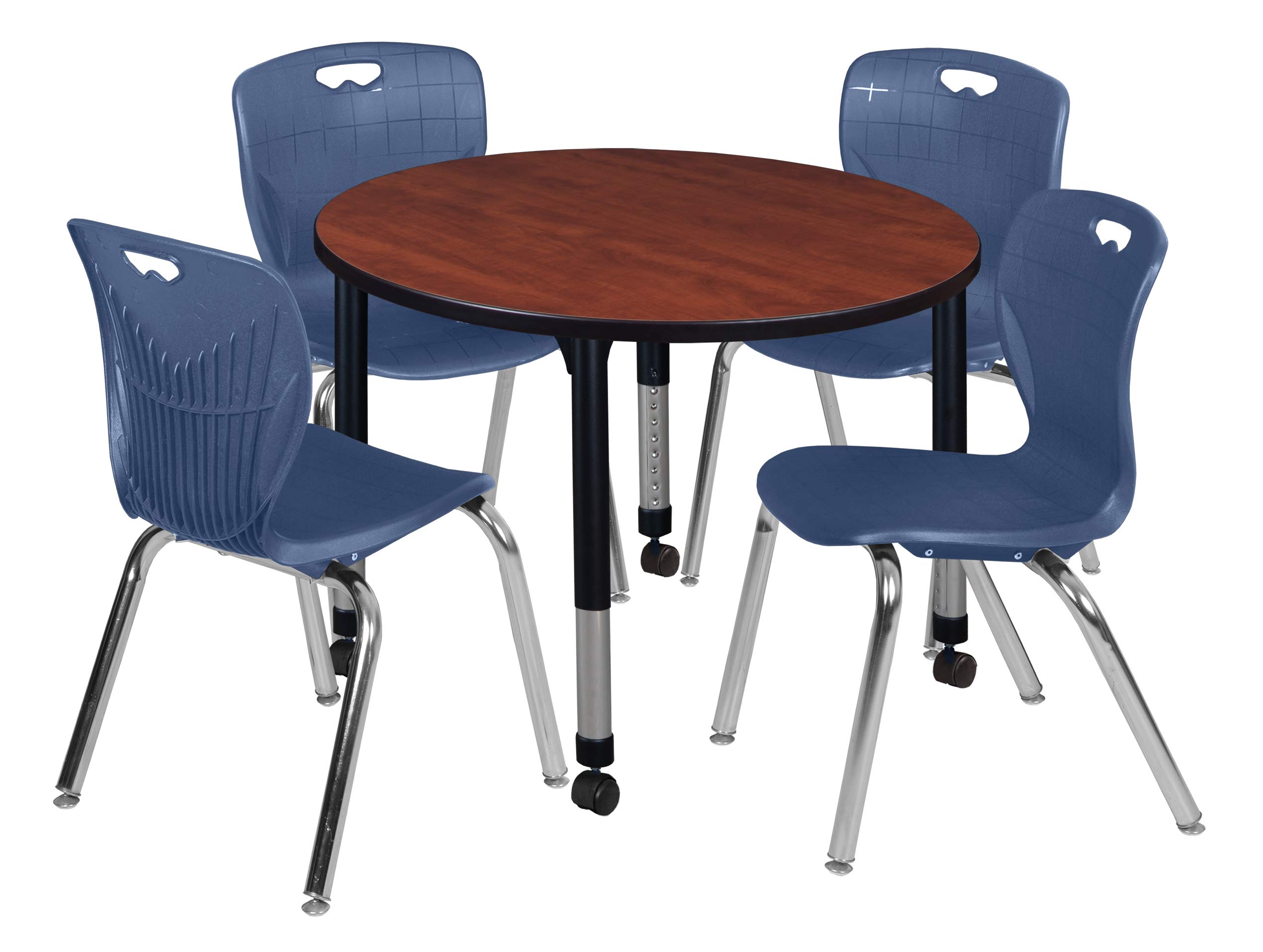 Regency Kee Adjustable Height Mobile Classroom Table Set with 4 Chairs - 36