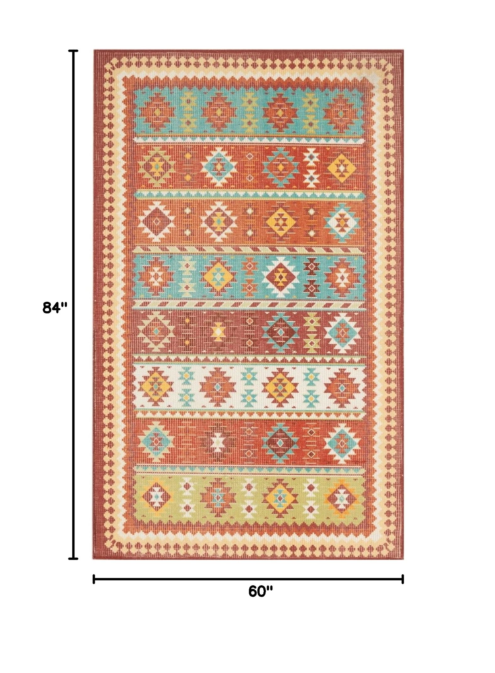 Nourison Madera Tribal Light Blue 5' x 7' Area Rug - Easy Cleaning, Non-Shedding, Stain Resistant - Perfect for Bedroom, Living Room, Dining Room & Kitchen Decor (5x7) | Soft & Durable Floor Covering for High Traffic Areas