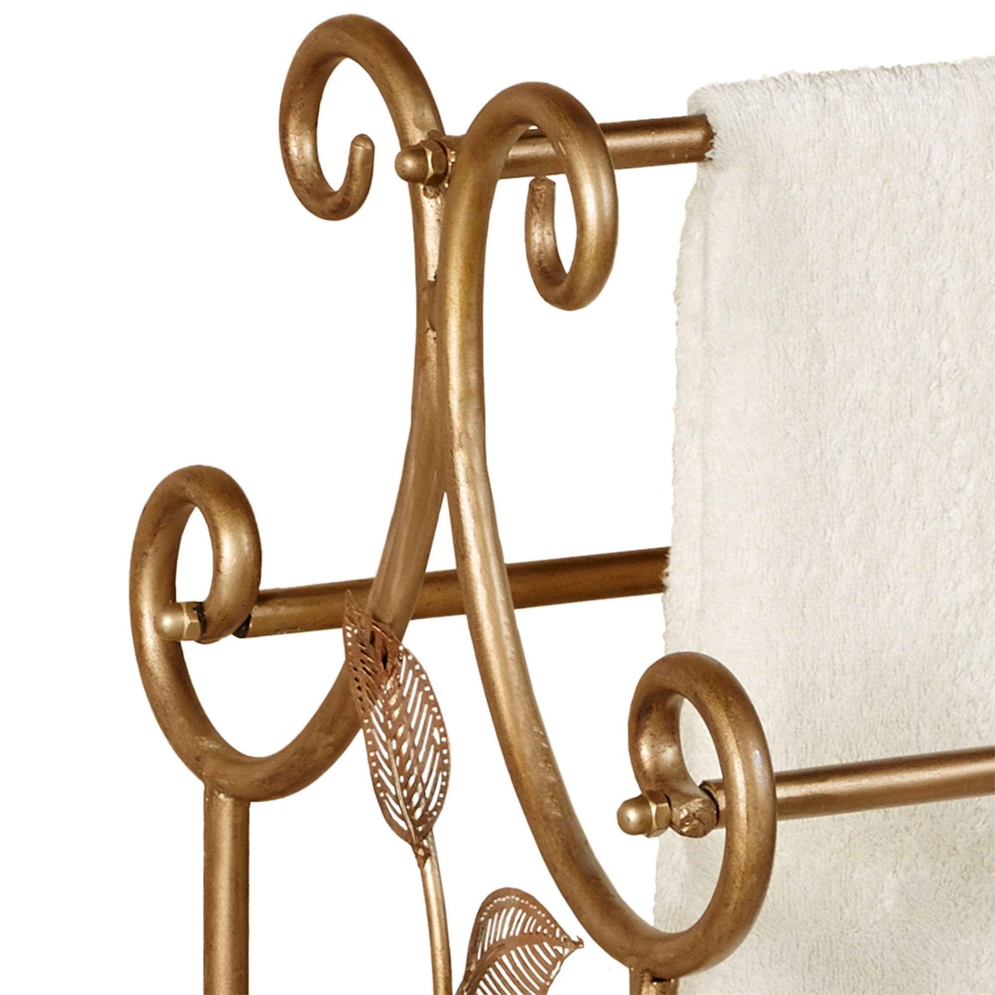 Touch of Class Eden Freestanding Towel Rack Stand - 3-Tier Metal Bathroom Towel Holder with Champagne Bronze Finish - Powder Coated Rustproof Design for Poolside & Spa - Nature-Inspired Home Decor for Bathrooms, Guest Rooms & Luxury Resorts