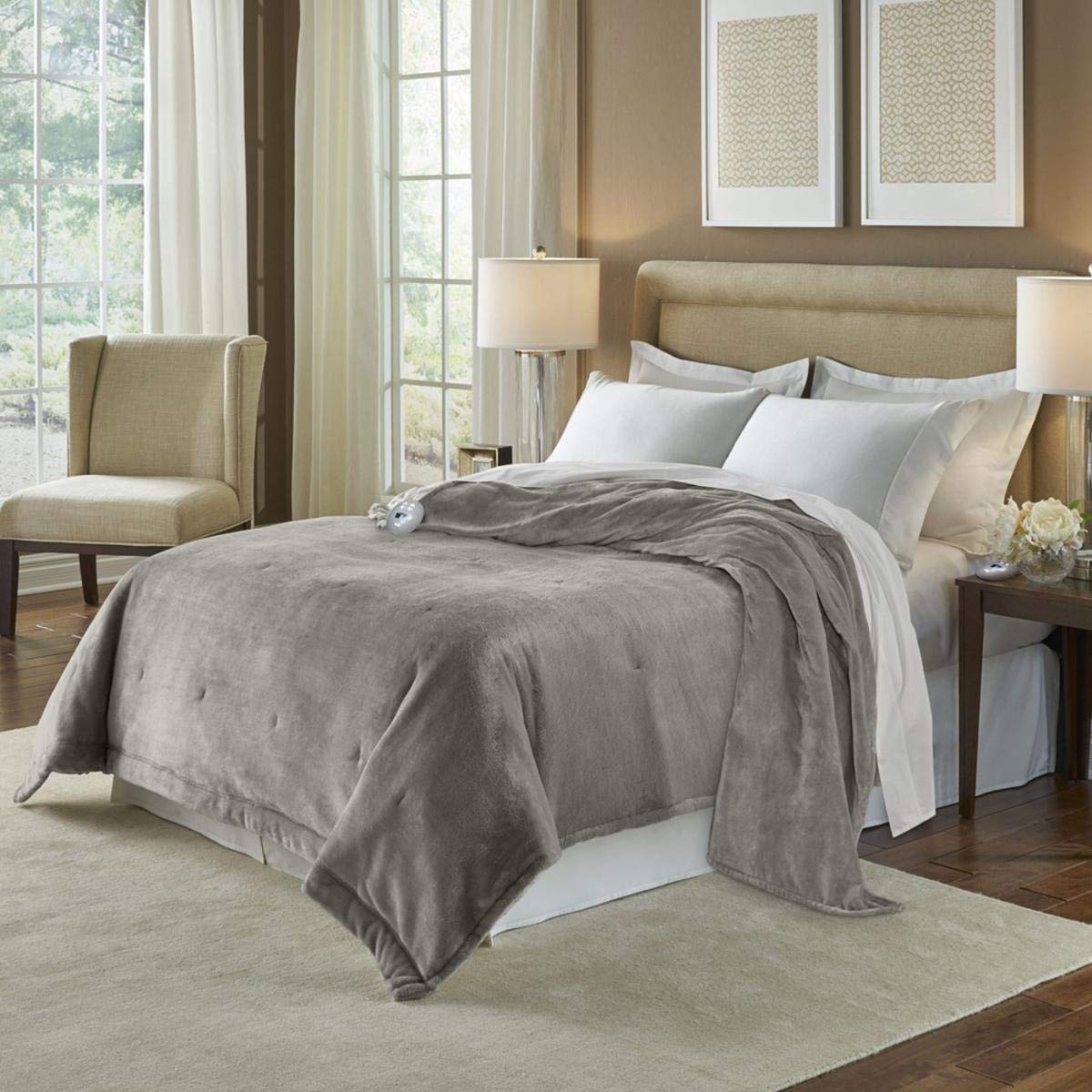 SoftHeat Velvet Plush Heated Electric Blanket with Digital Controller - King Size (90x108 inches) - Ultra Warm & Cozy for Winter, Bedroom, Living Room, Office Use