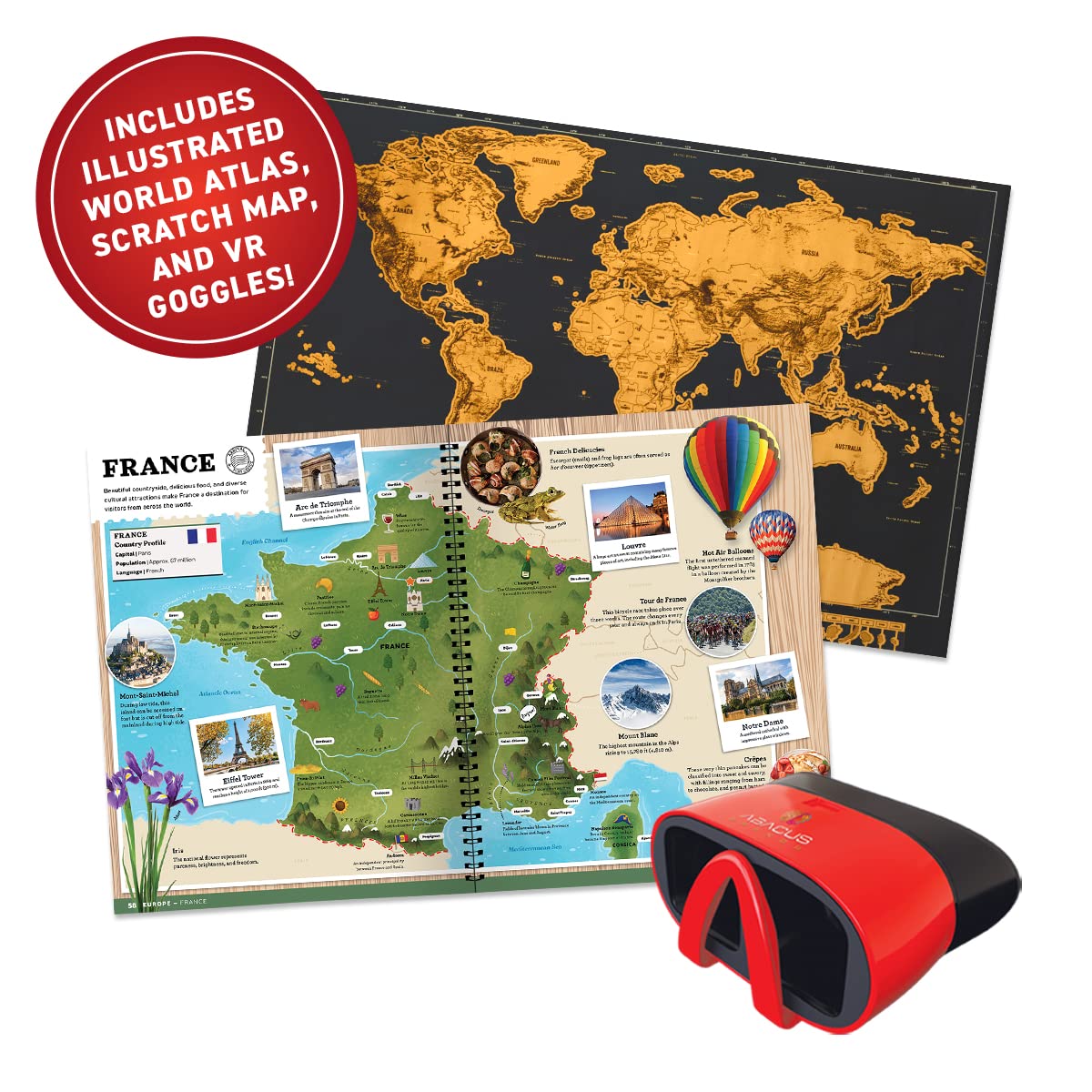 Interactive VR World Atlas Gift Box - Illustrated STEM Learning Activity Set for Kids Ages 8+ | Virtual Reality Geography Education & Classroom Teaching Aid