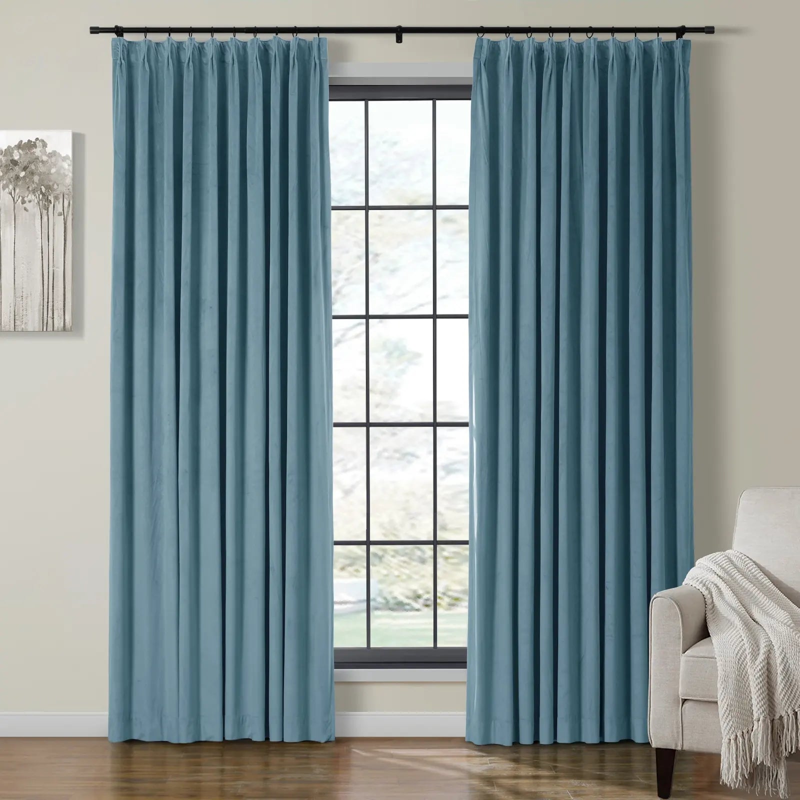 Birkin Velvet Curtain Pleated - Luxurious Blackout Drapes for Living Room & Bedroom - Elegant Window Treatment for Home Decor