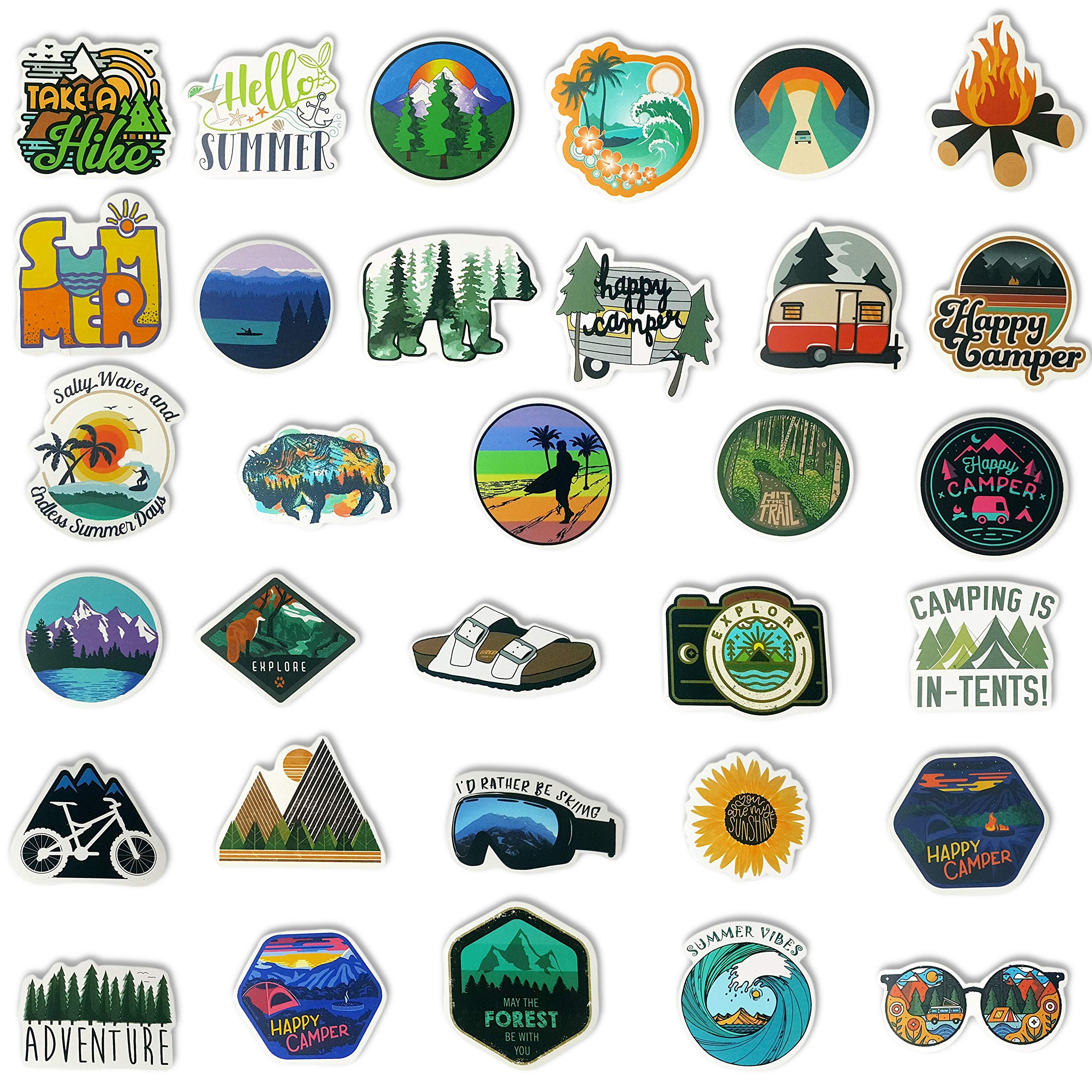 50 Pcs Outdoor Adventure Stickers - Waterproof Vinyl Decals for Hiking, Camping, Travel & Wilderness - Perfect for Car Bumper, Helmet, Luggage, Laptop & Water Bottle | Great for Nature Lovers & Outdoor Enthusiasts | GilbertVillageGoods