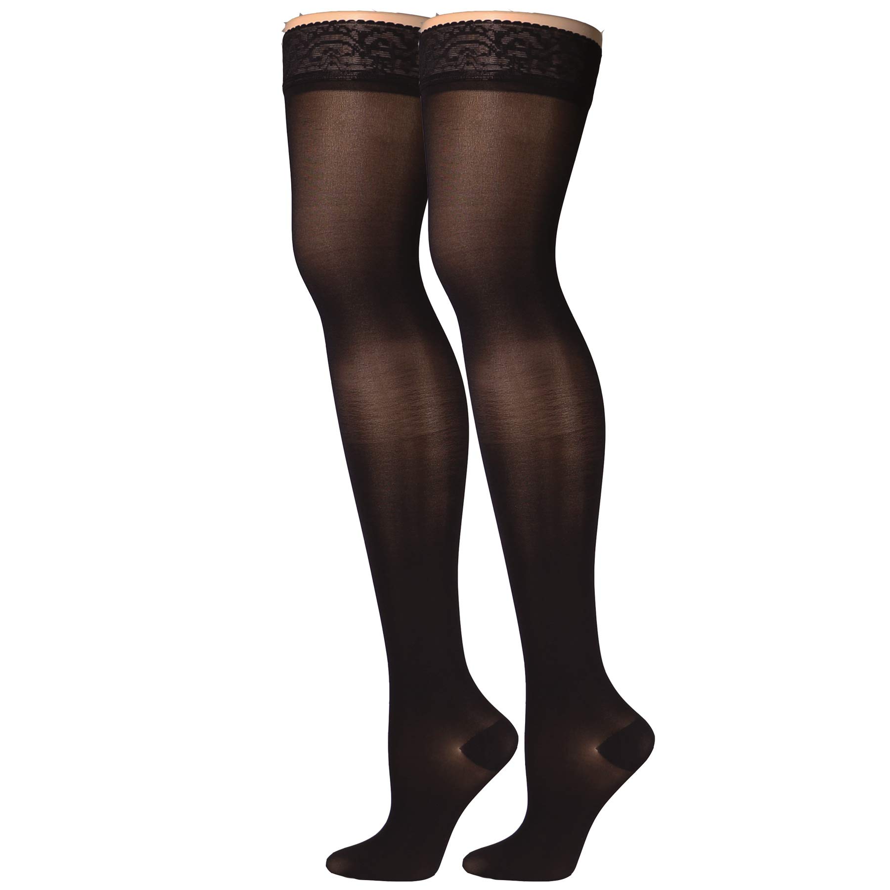 Truform Sheer Compression Stockings 20-30 mmHg - Women's Thigh High Support Stockings, 30 Denier, Black, Small - Perfect for Varicose Veins, Travel & Post-Surgery Recovery