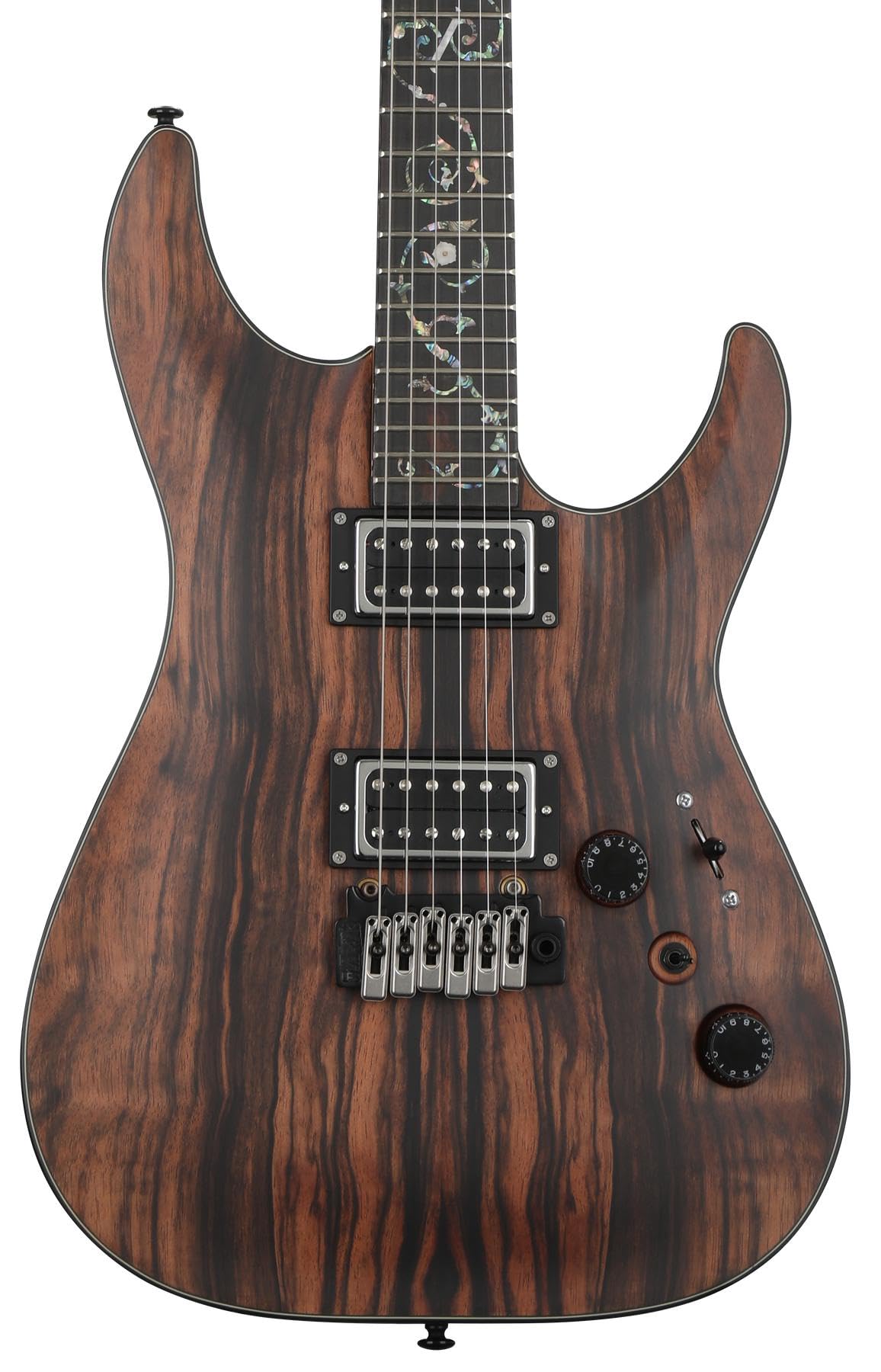 Schecter C-1 Exotic Ebony Electric Guitar - Natural Satin Finish | Professional Grade Solid Body Guitar for Rock, Metal & Stage Performance