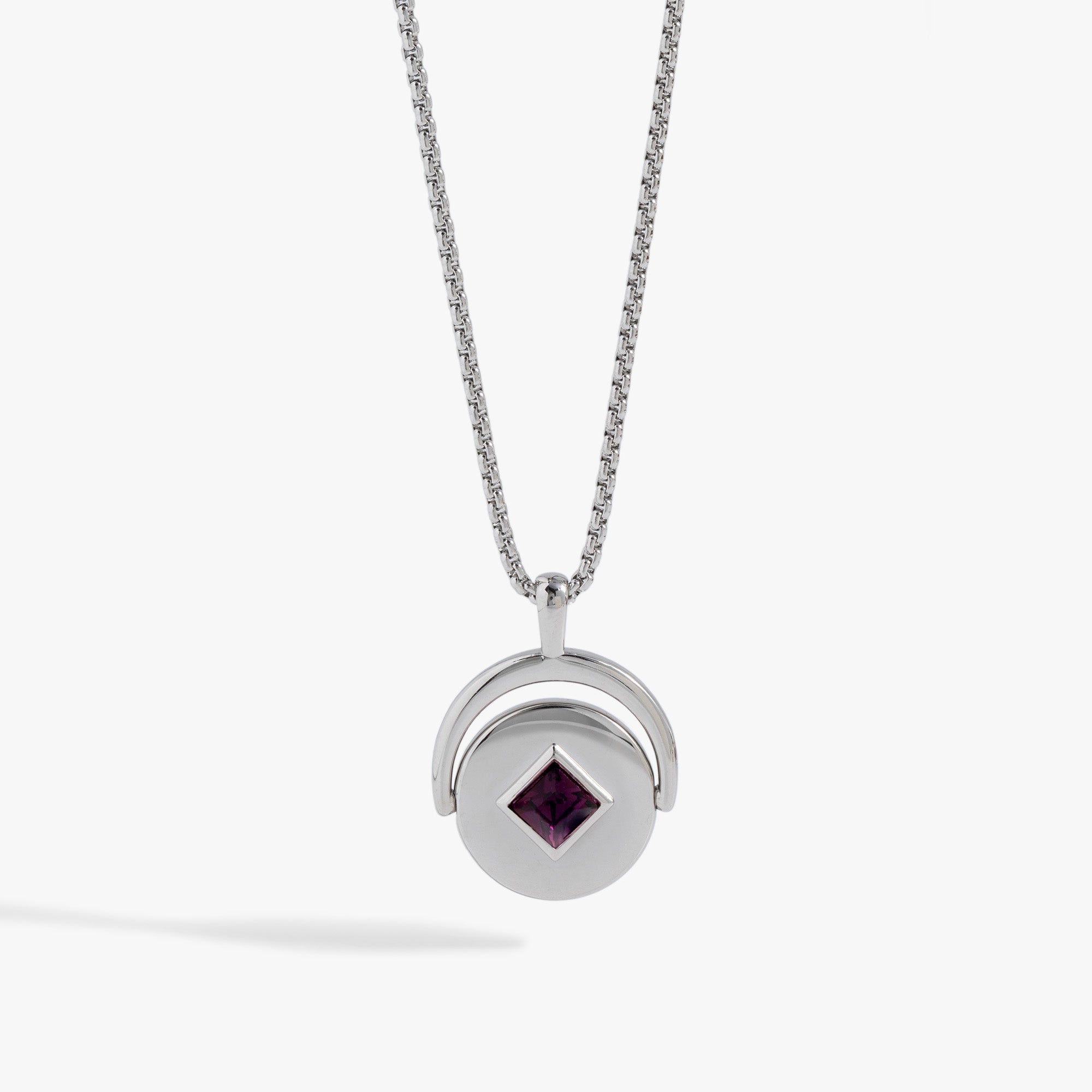 February Birthstone & Flower Flip Charm Necklace - Amethyst & Violet Jewelry for Women - Perfect Gift for Valentine's Day, Anniversary & Special Occasions