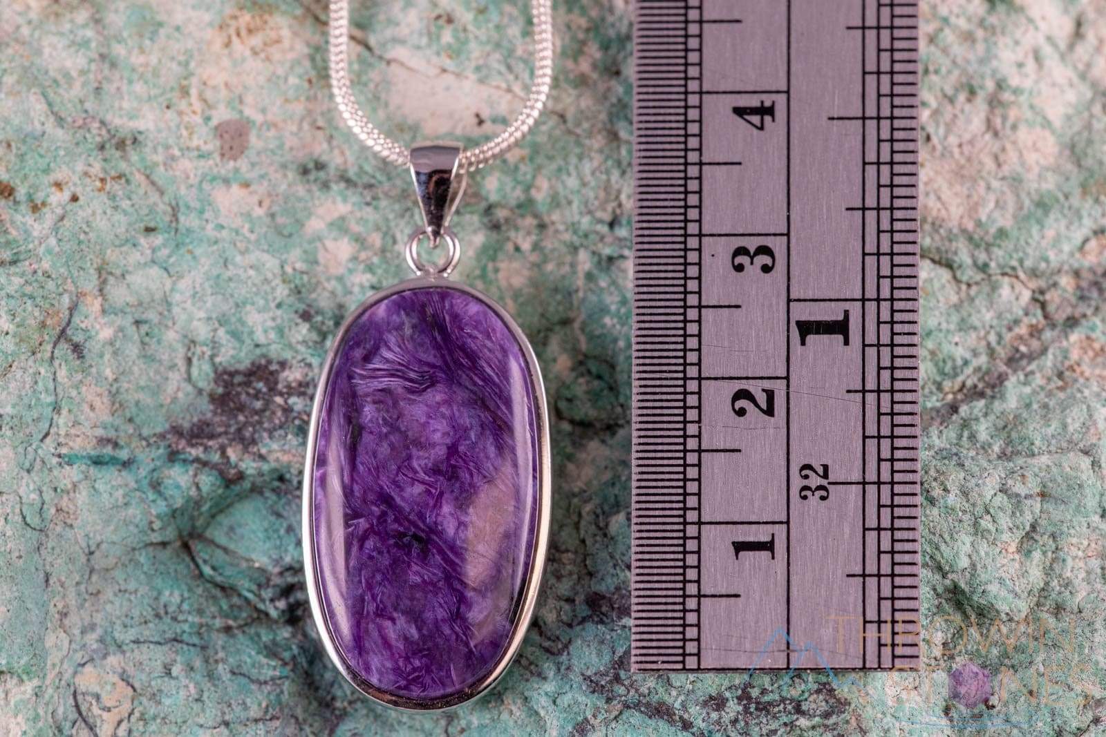 CHAROITE Crystal Pendant Necklace - Sterling Silver Oval Healing Stone Jewelry | Handmade Spiritual Gift for Women | Meditation, Energy Healing & Chakra Balancing Accessory