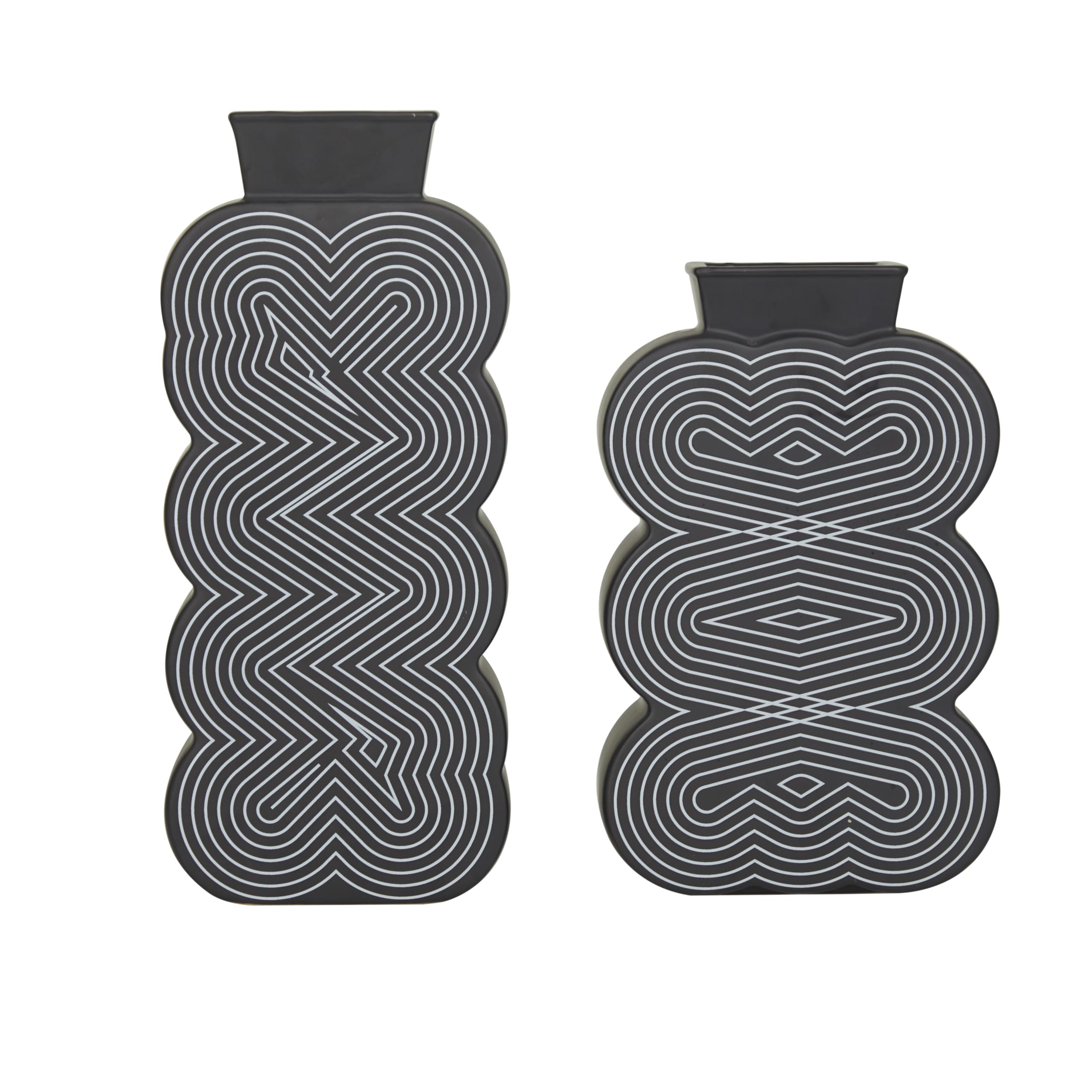 CosmoLiving by Cosmopolitan Ceramic Vase Set of 2 - Black Decorative Flower Vases 12