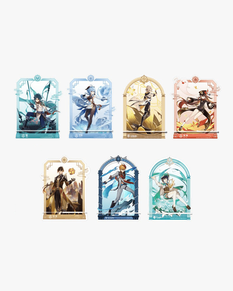 Genshin Impact Wish Banner Acrylic Phone Stand Holder - Anime Game Character Display for Desk, Office & Gaming Setup - Perfect for Fans & Collectors