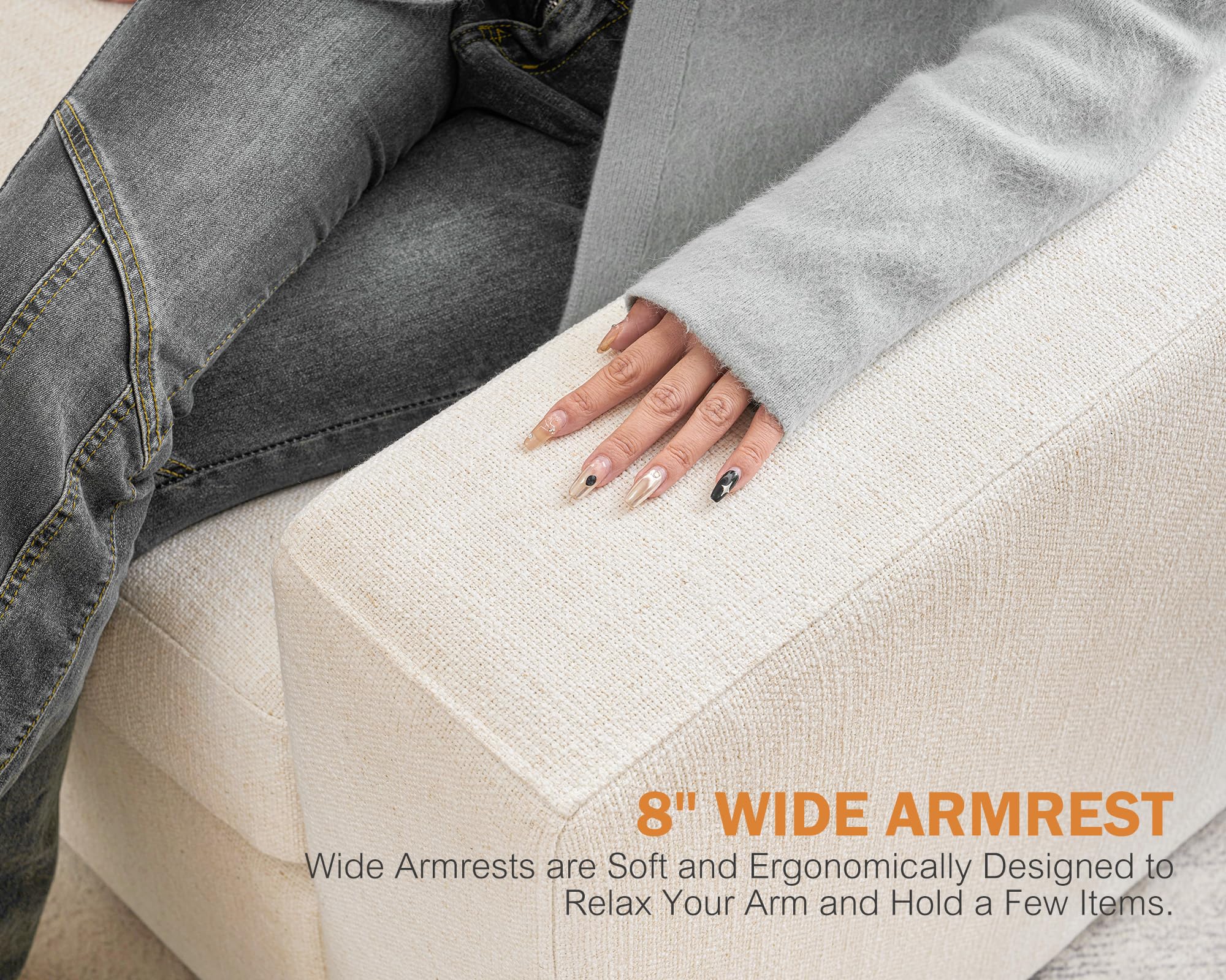 2-Piece Loveseat Sofa Set - Breathable Linen 3-Seater Couch with Deep Seats for Living Room, Small Spaces & Apartments - Beige Modern Furniture | Perfect for Cozy Living Rooms, Studio Apartments & Small Space Decor