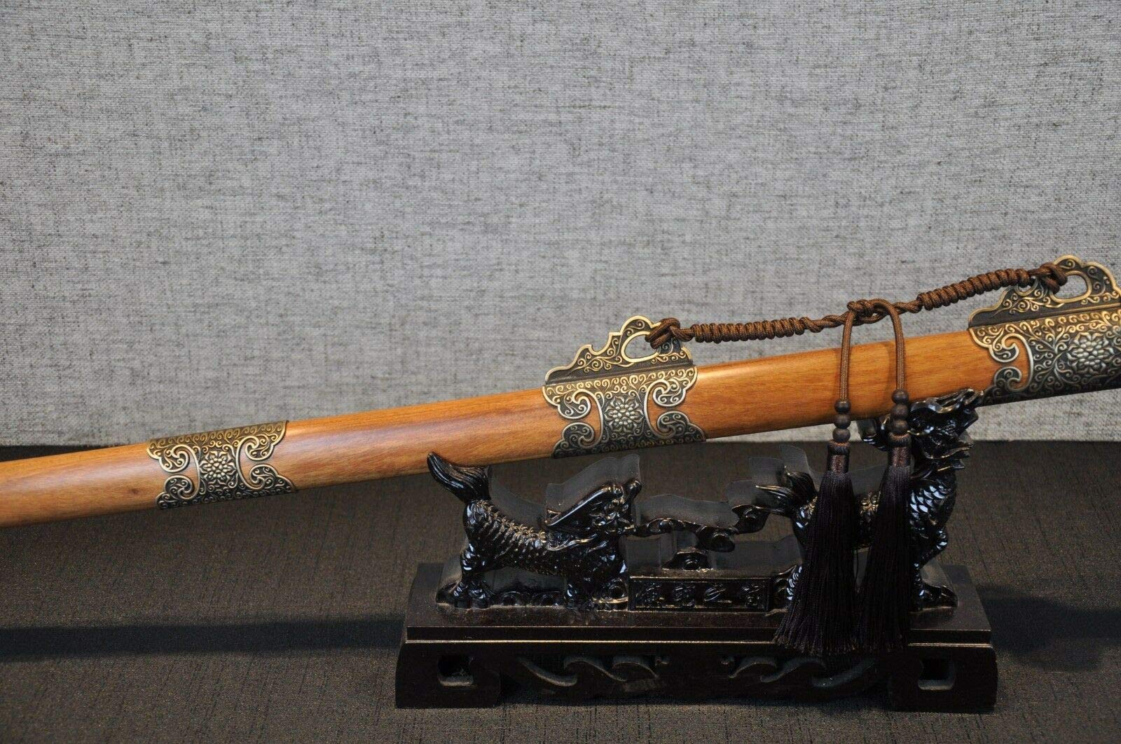 Handmade T10 Steel Sword Knife with Copper Fittings - Sharp Burning Edge Blade for Collection, Martial Arts & Cosplay | Shengshi Tang Style Combat Weapon