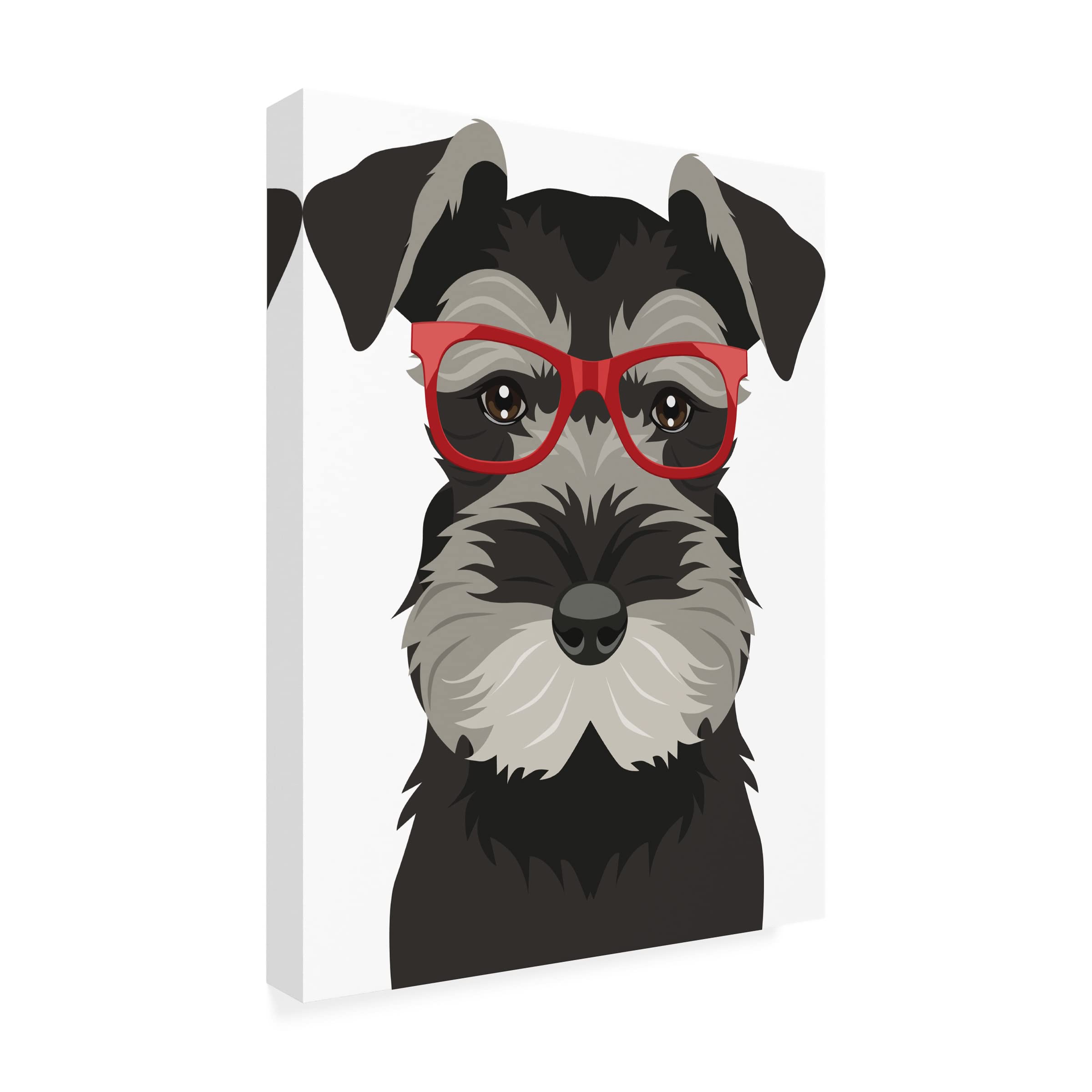 Trademark Fine Art 'Miniature Schnauzer Wearing Hipster Glasses' Canvas Wall Art Print - Cute Dog Portrait for Home & Office Decor - Perfect Gift for Pet Lovers & Dog Owners