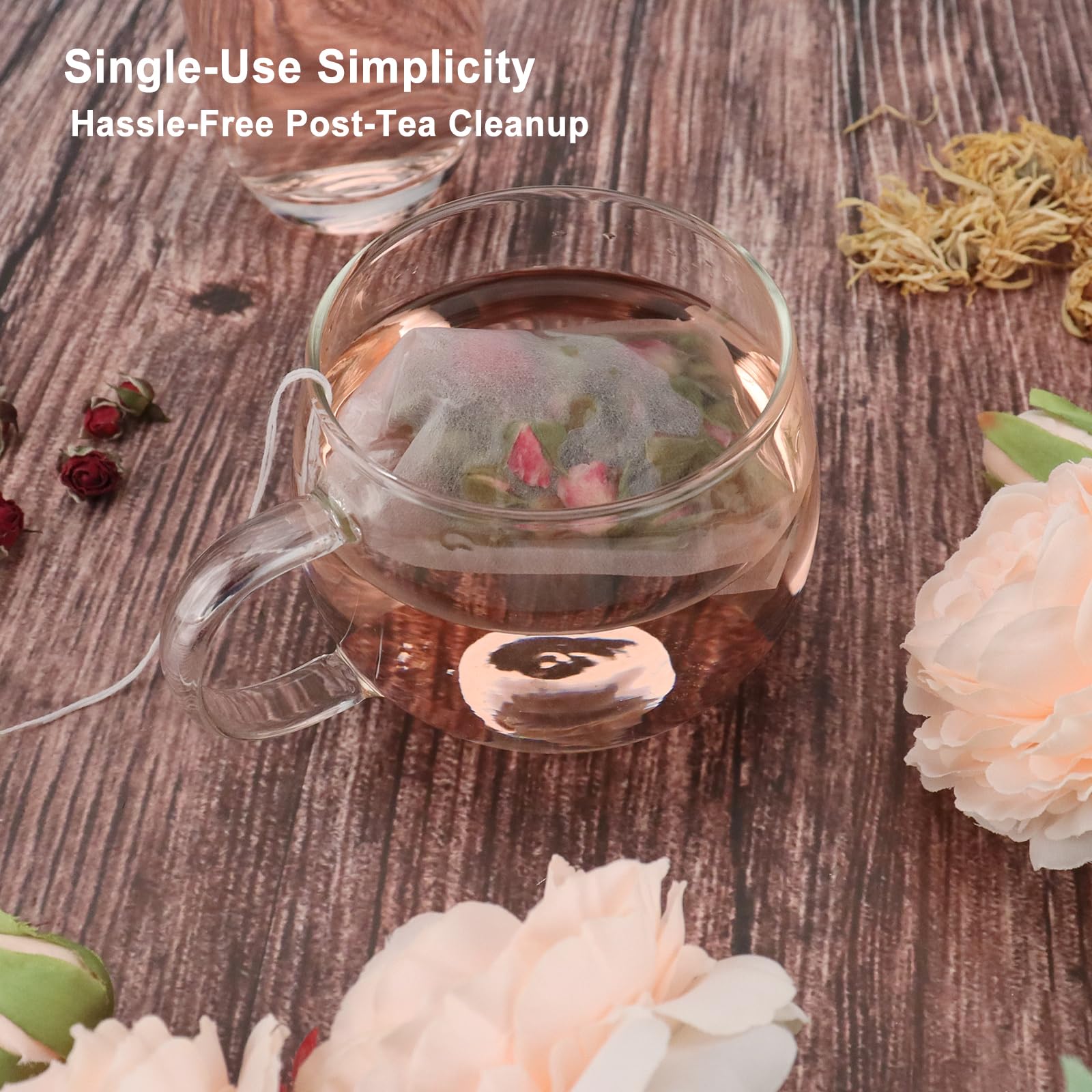 NEPAK 100Pcs Empty Tea Bags for Loose Leaf Tea - 3.15 x 3.94 Inches Disposable Fillable Tea Filter Bags | Perfect for Home Brewing, Herbal Tea, DIY Tea Blends & Gift Packaging