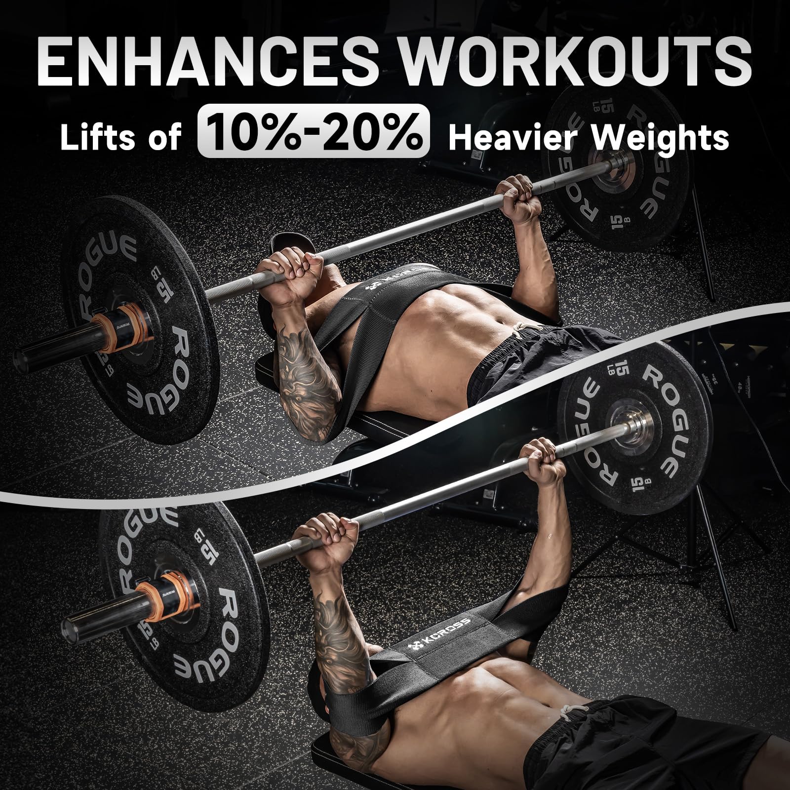 KCROSS Bench Press Band for Men & Women - Heavy Duty Weight Lifting Resistance Bands for Strength Training, Push Up Exercises & Home Gym Workouts - Perfect for CrossFit, Powerlifting & Fitness Enthusiasts