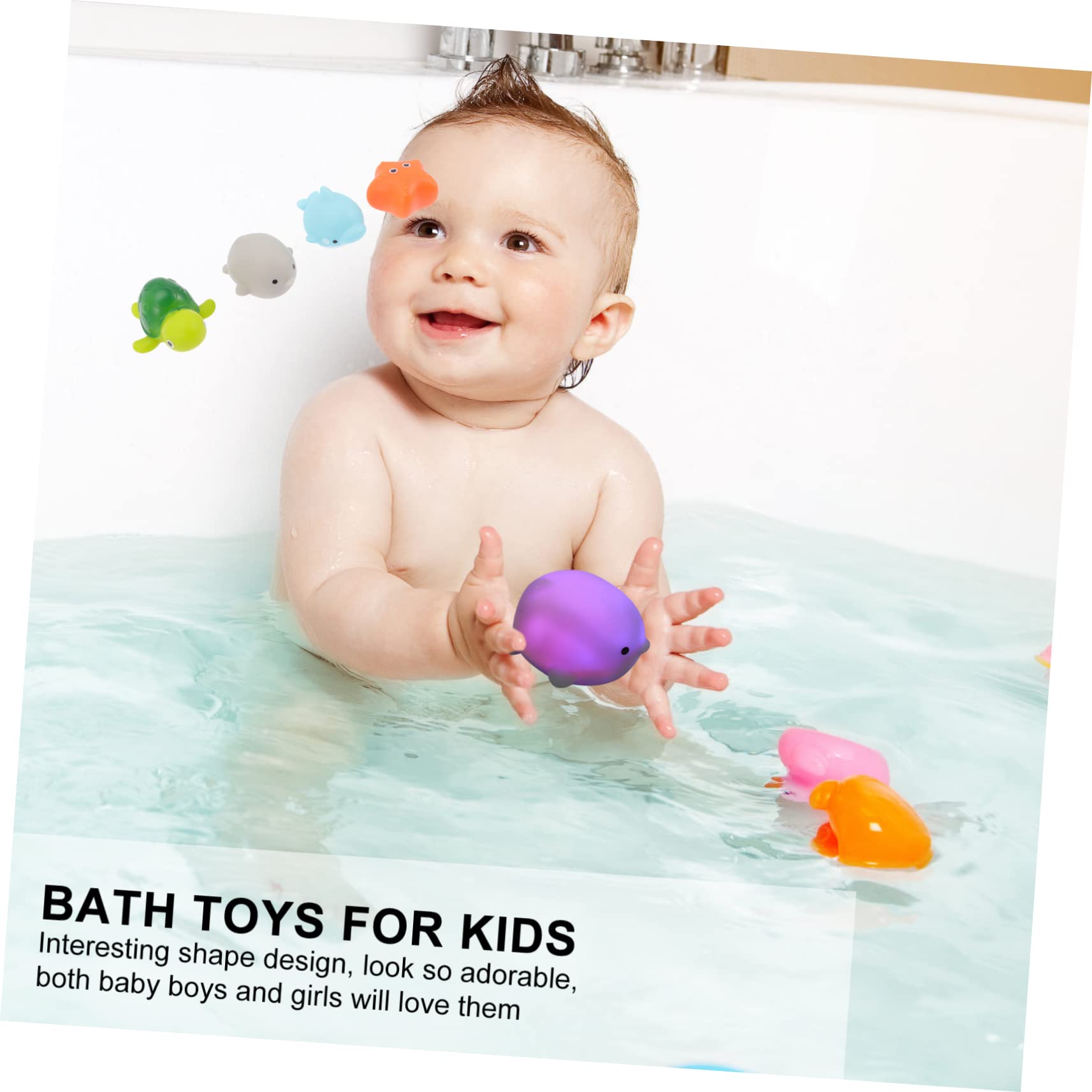 VICASKY 12 Pack LED Bath Toys for Kids - Glow in Dark Bathtub Toys, Floating Water Play Set for Toddlers & Babies - Fun Sensory Bath Time, Pool Party & Night Light Play
