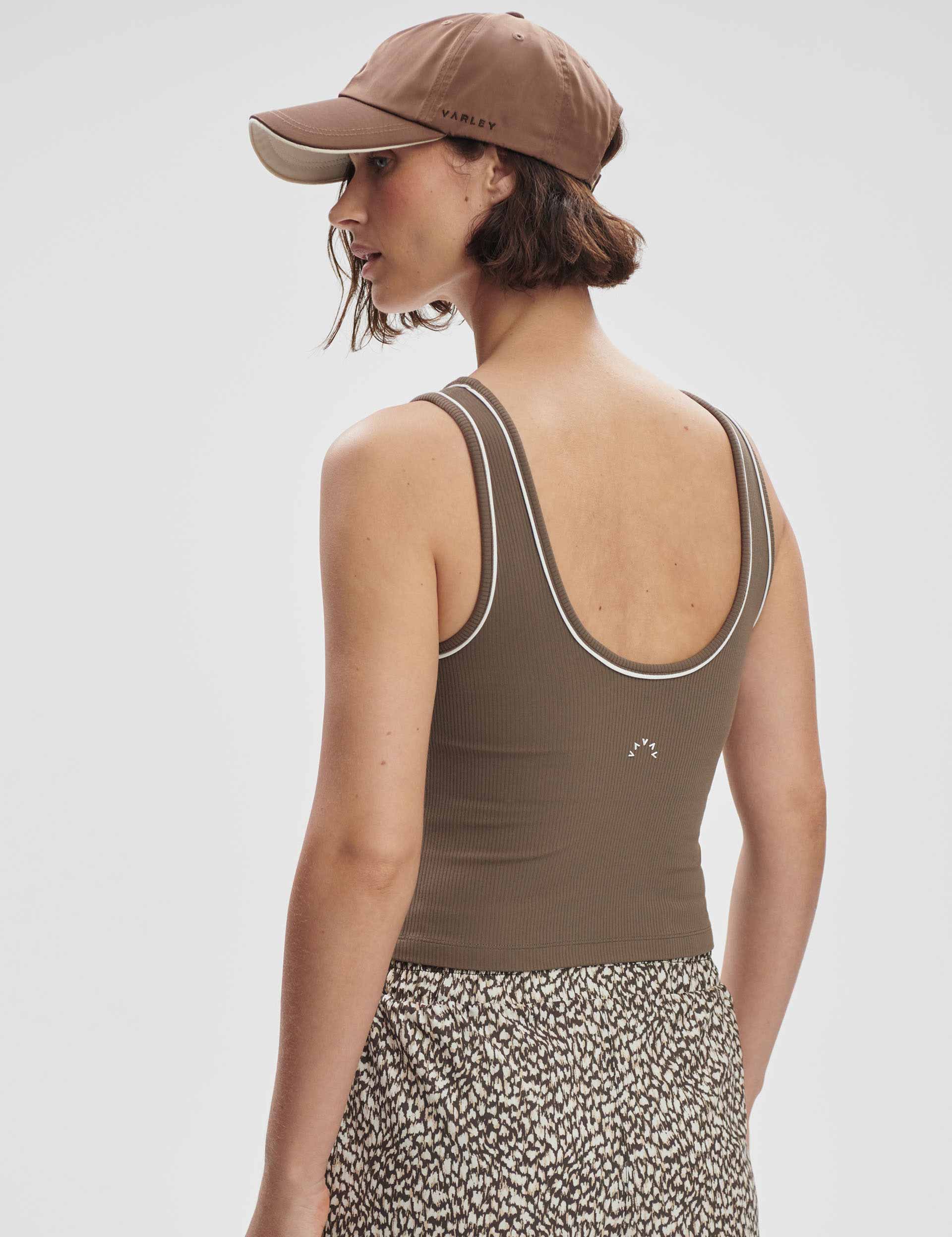 Barney Piped Tank Top - Chocolate Chip Color | Women's Casual Sleeveless Shirt for Summer, Beach & Outdoor Activities
