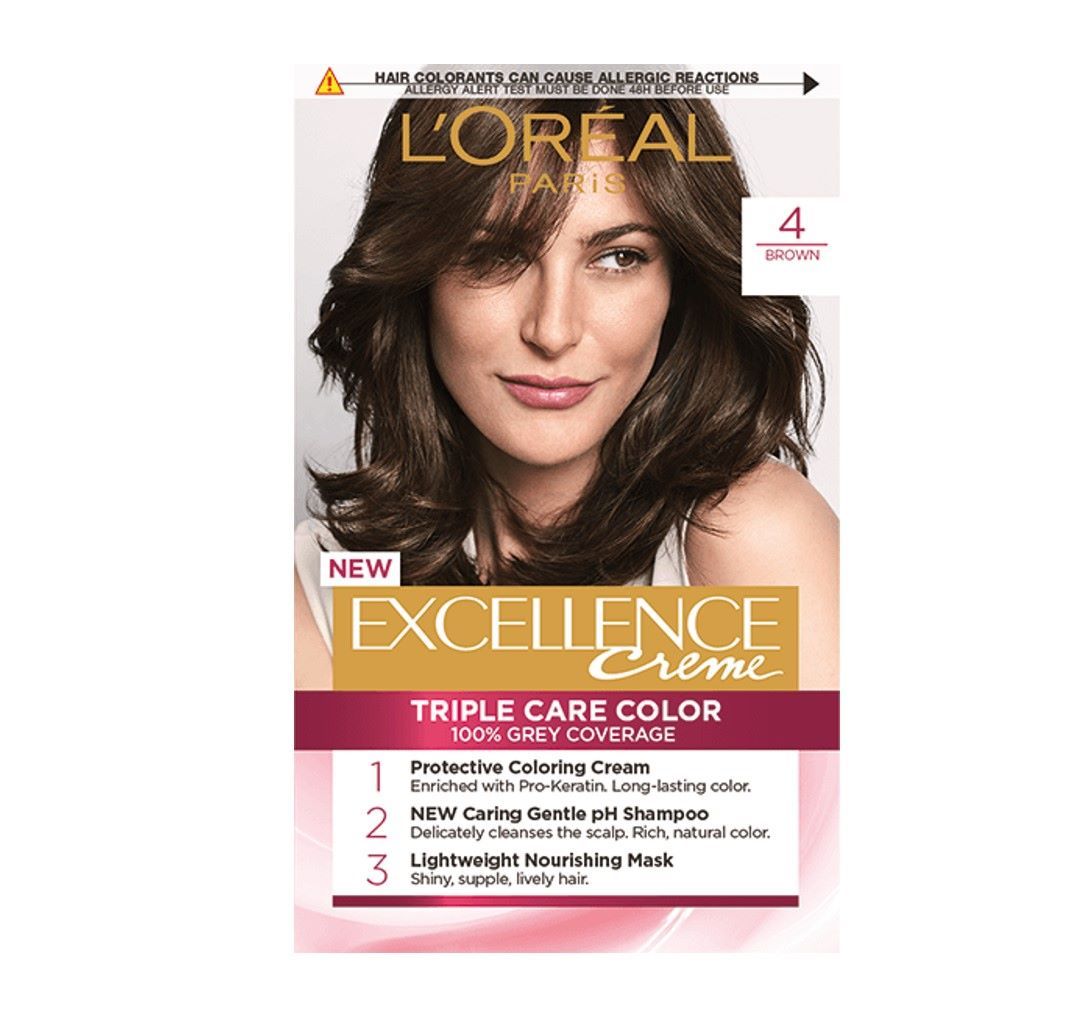 L'Oreal Paris Excellence Creme Hair Color 4 Chestnut Brown - Permanent Hair Dye for Brunettes, Ammonia-Free Formula for At-Home Salon Results - Perfect for Covering Grays & Enhancing Natural Color