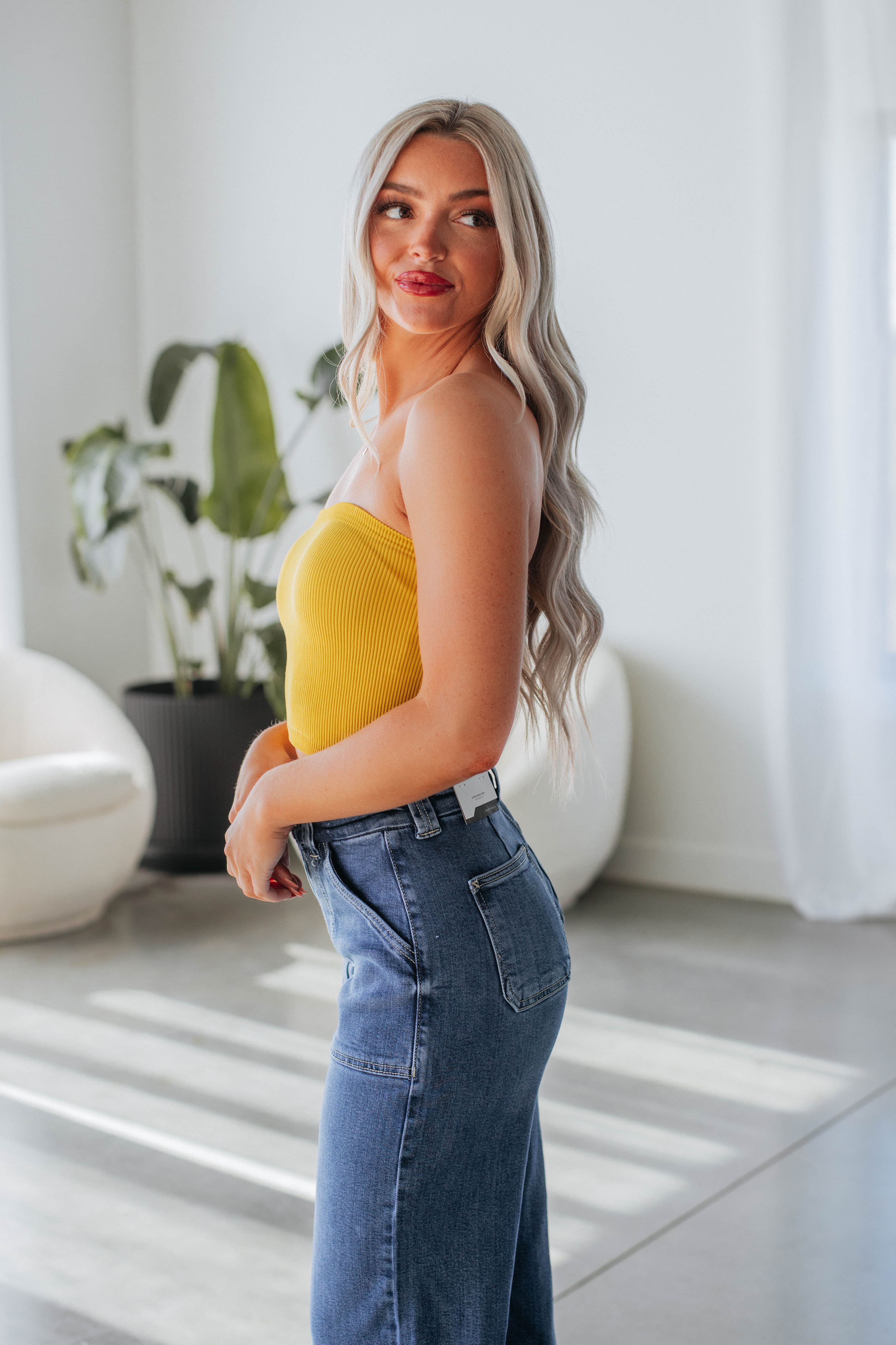 Alexa Ribbed Top Honey - Women's Stretchy Casual Knit Shirt for Everyday Wear, Date Night & Office Outfits